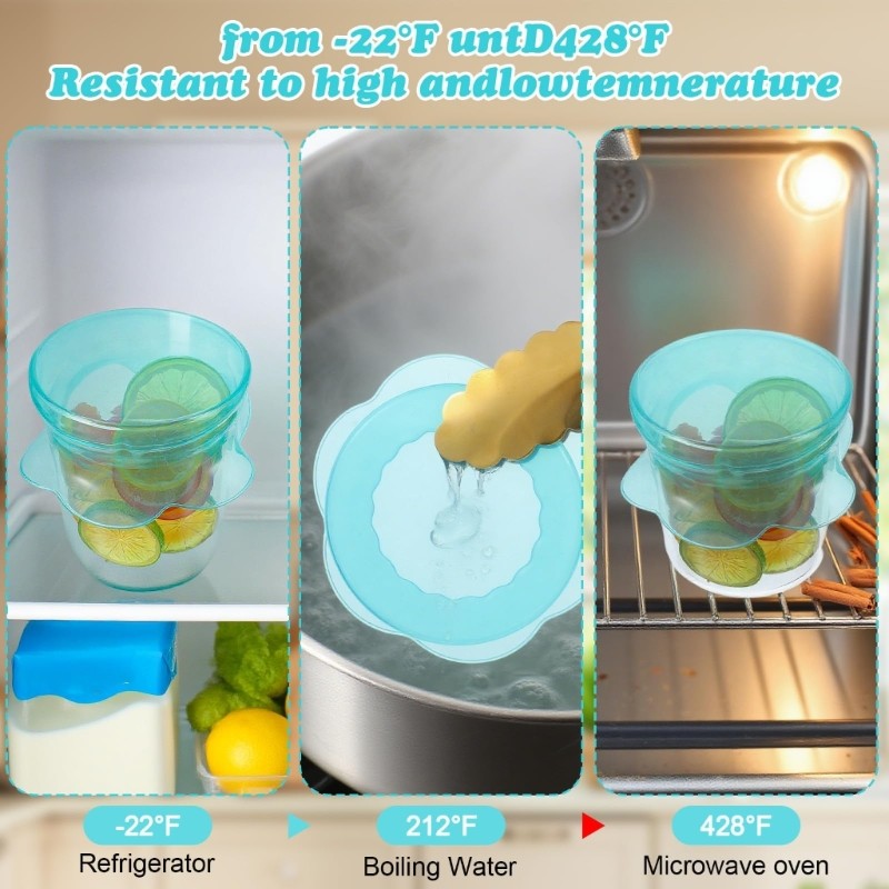 Stretchable Silicone Lids For Airtights Seal Microwave Dishwasher