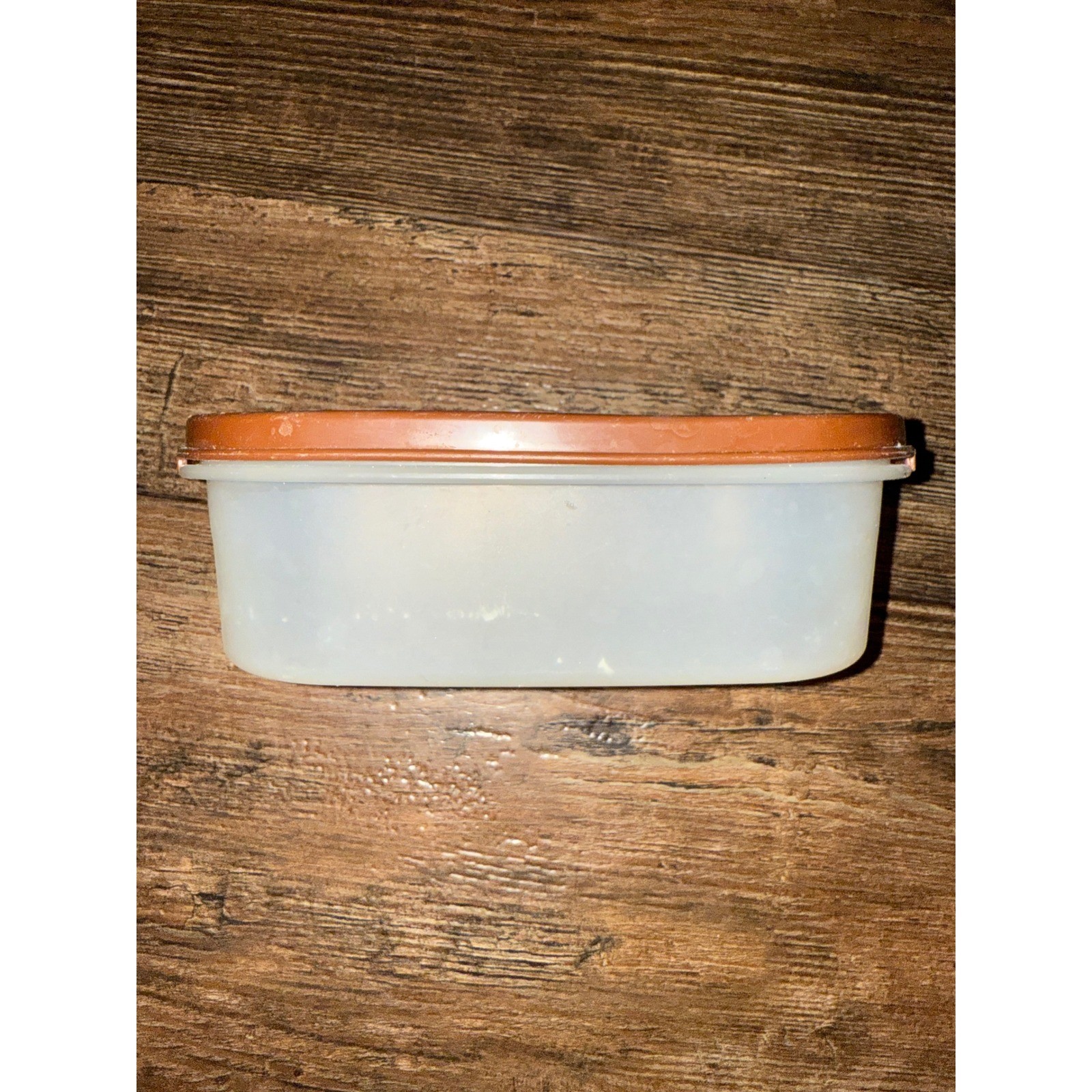 Tupperware Container Brown Lid Clear Base 2 Cup 500ml Oval Food Storage Vintage