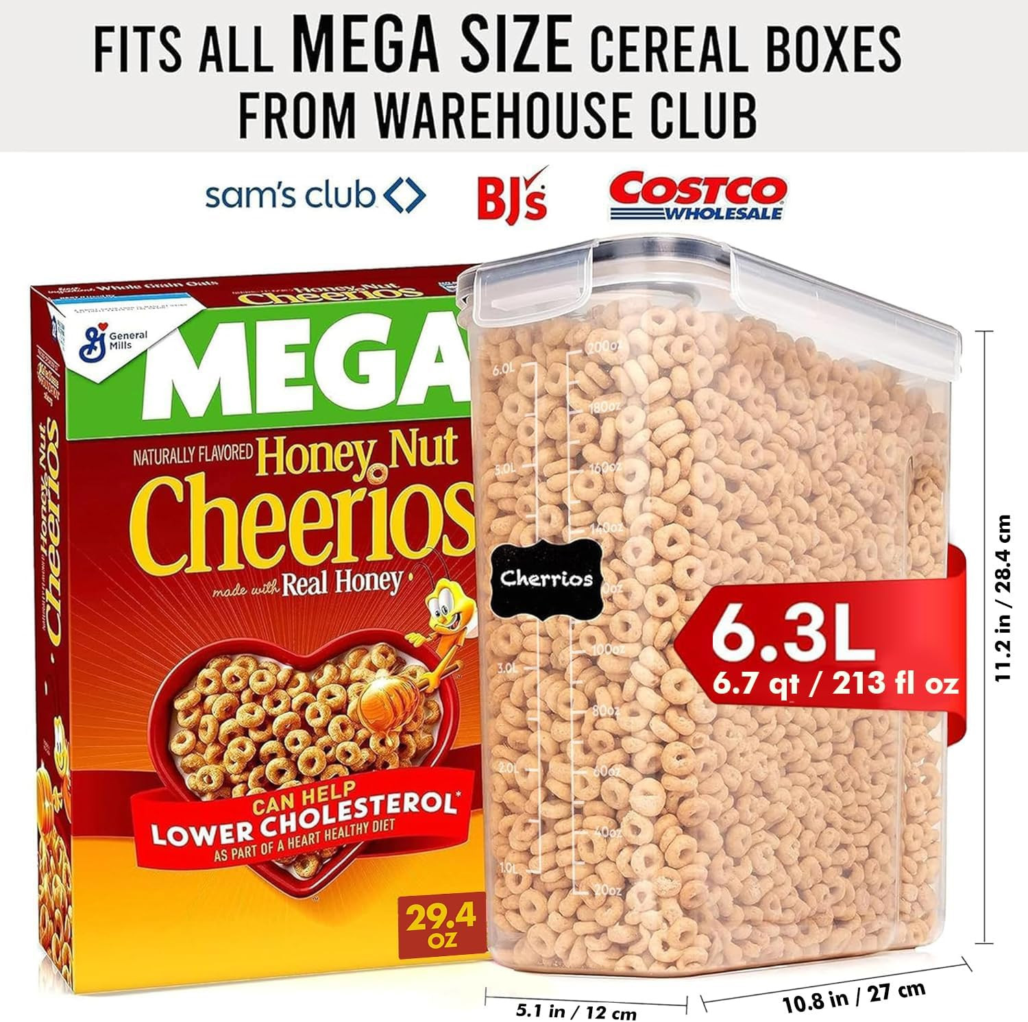 Shazo 2 Pack (6.3L / 213OZ) EXTRA Large Airtight Food Storage Cereal Containers