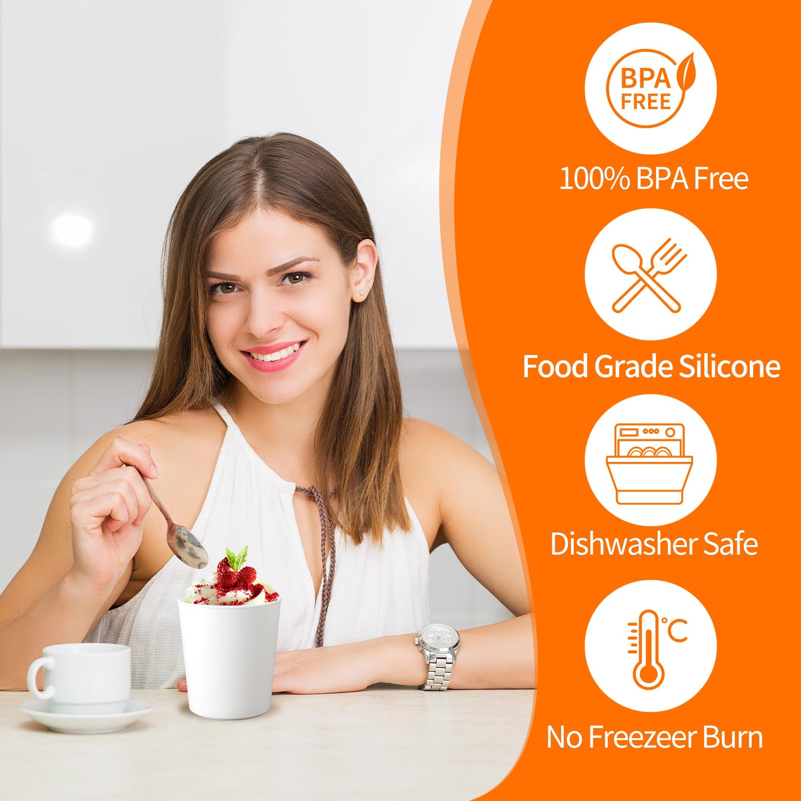 Ice Cream Containers for Homemade (4 Pack – 1 Quart Each), Reusable PP Plasti…
