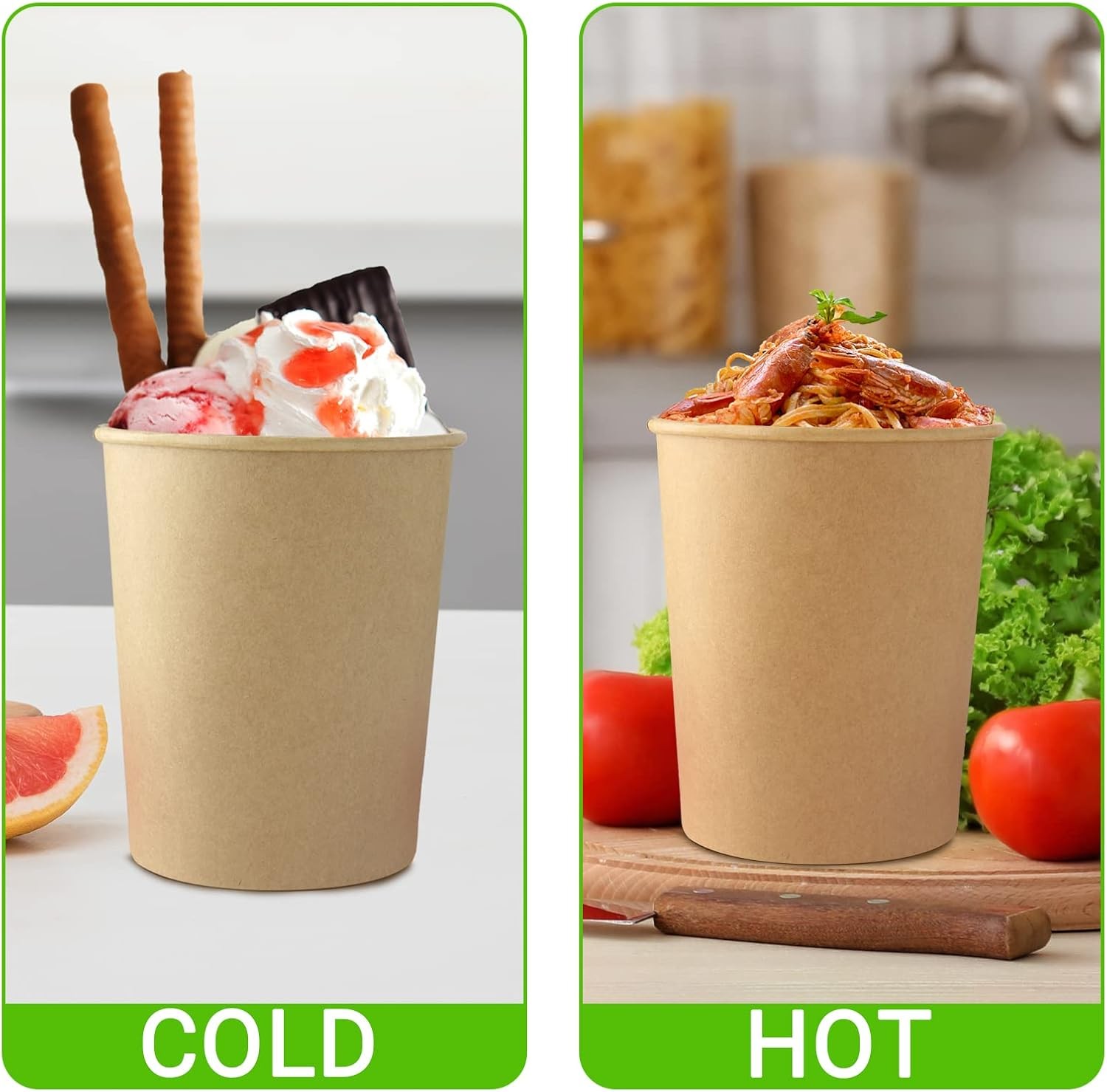 30 Sets 32 oz Paper Ice Cream Cups with Lids, Paper Food Containers With Vented