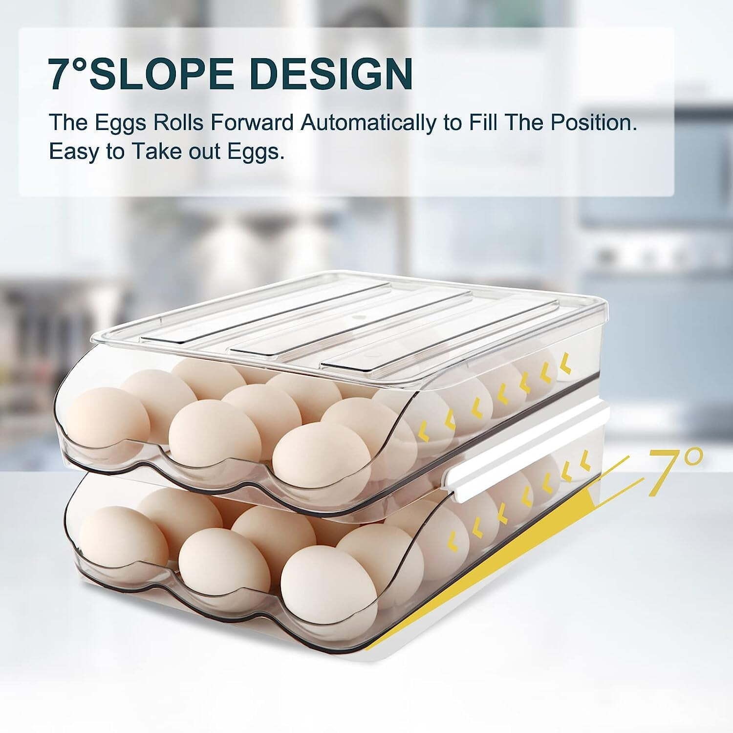 Auto Rolling Storage Container 18 Egg Tray Set of 2 Dispenser Plastic Clear New