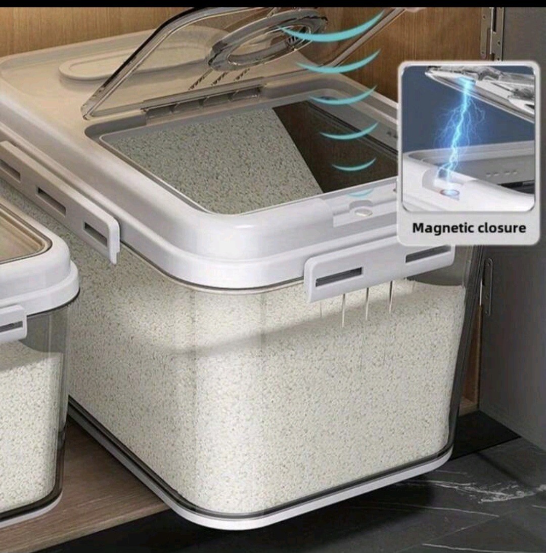 Large 10.8L Airtight Rice Dispenser Food Storage Container Bin Measuring Cup