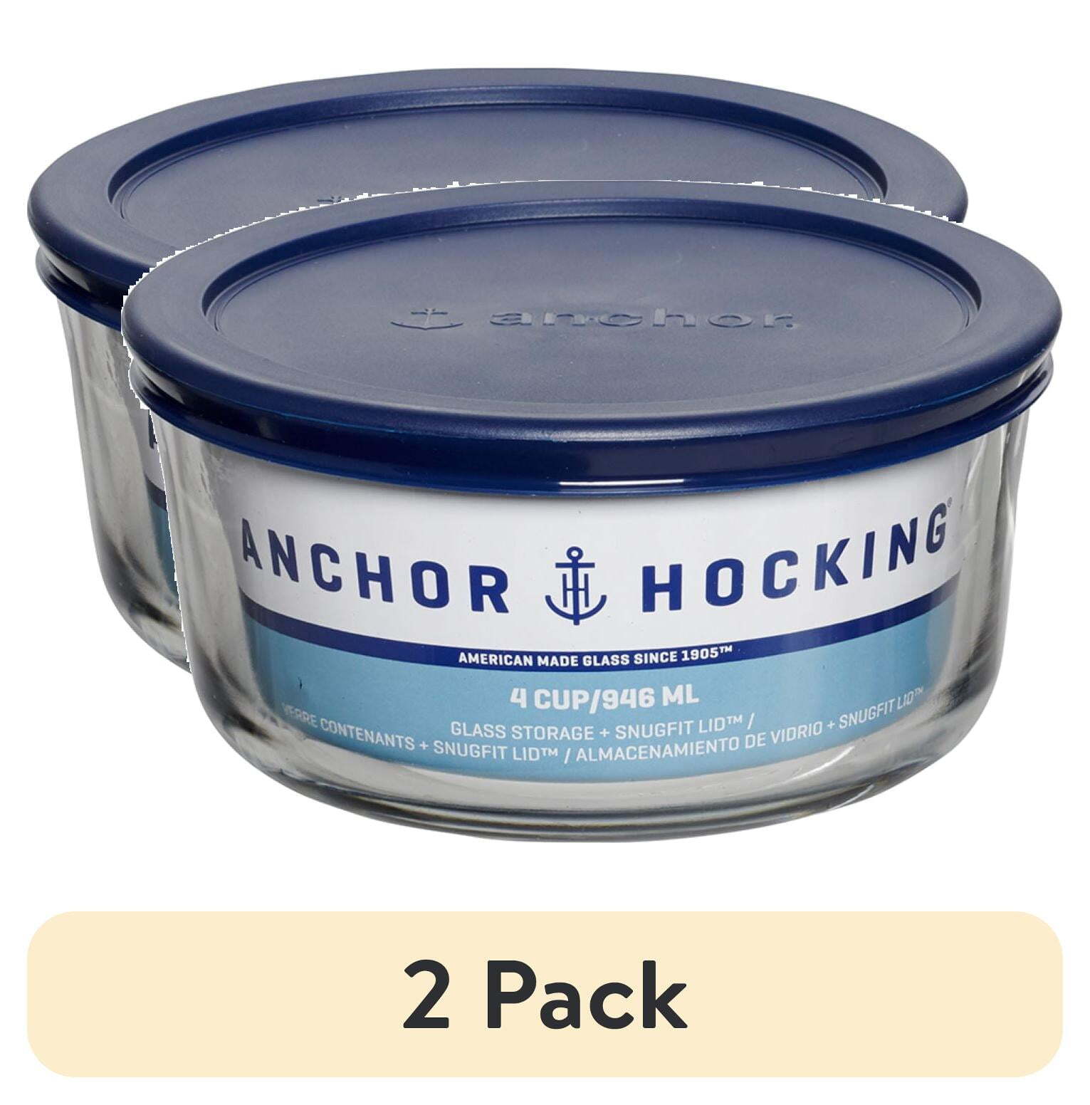 (2 pack) Glass Food Storage Container with Lid, 4 Cup Round
