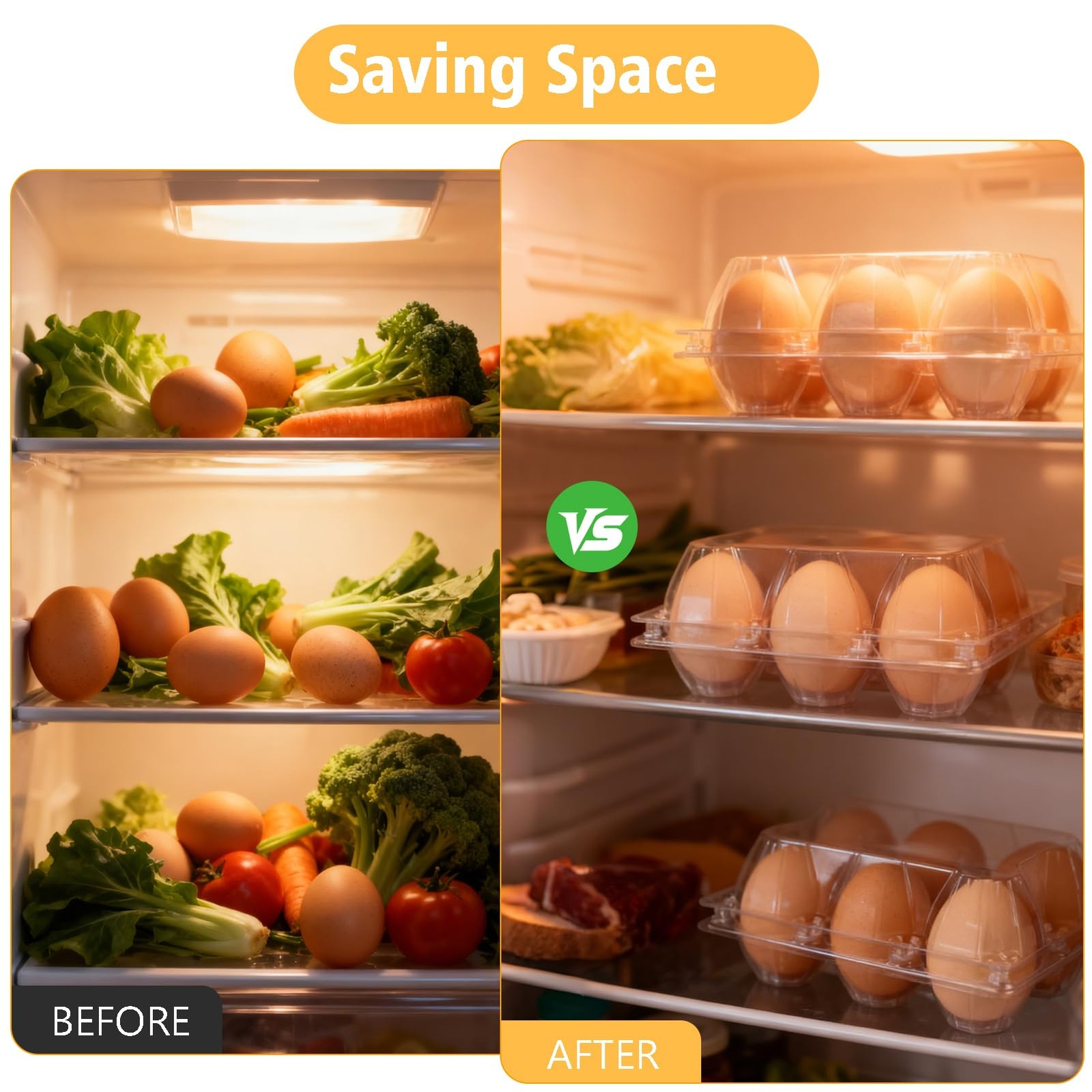 24 Pack Plastic Clear Egg Cartons Holds 6 Eggs Reusable Tray Storage Containers