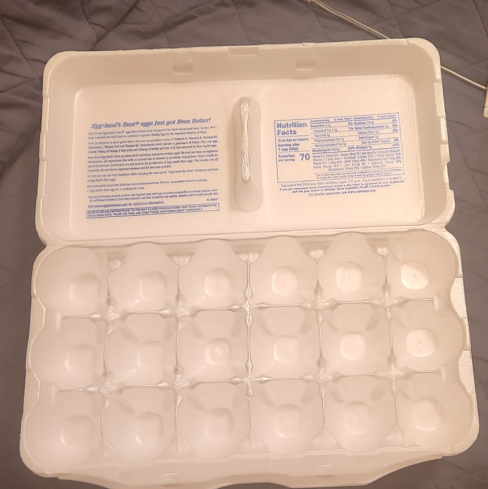 18 Count Egg Foam Carton Container, Snap Lid, White Rectangular, Lot of 7