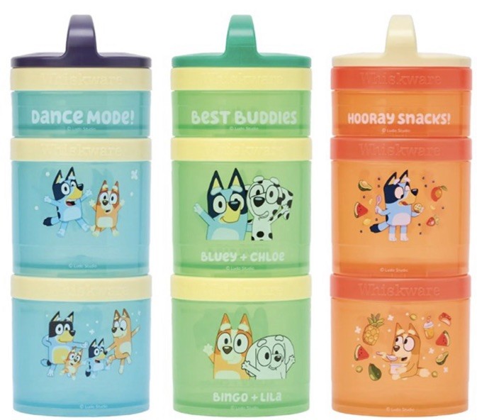 Bluey ~ Whiskware 3 snack Stacks ~ BPA and Phthalate-free Dishwasher Safe