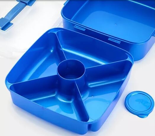 LocknLock Large Square Appetizer Tray w Handle Lid, Divider, K67908 Clear