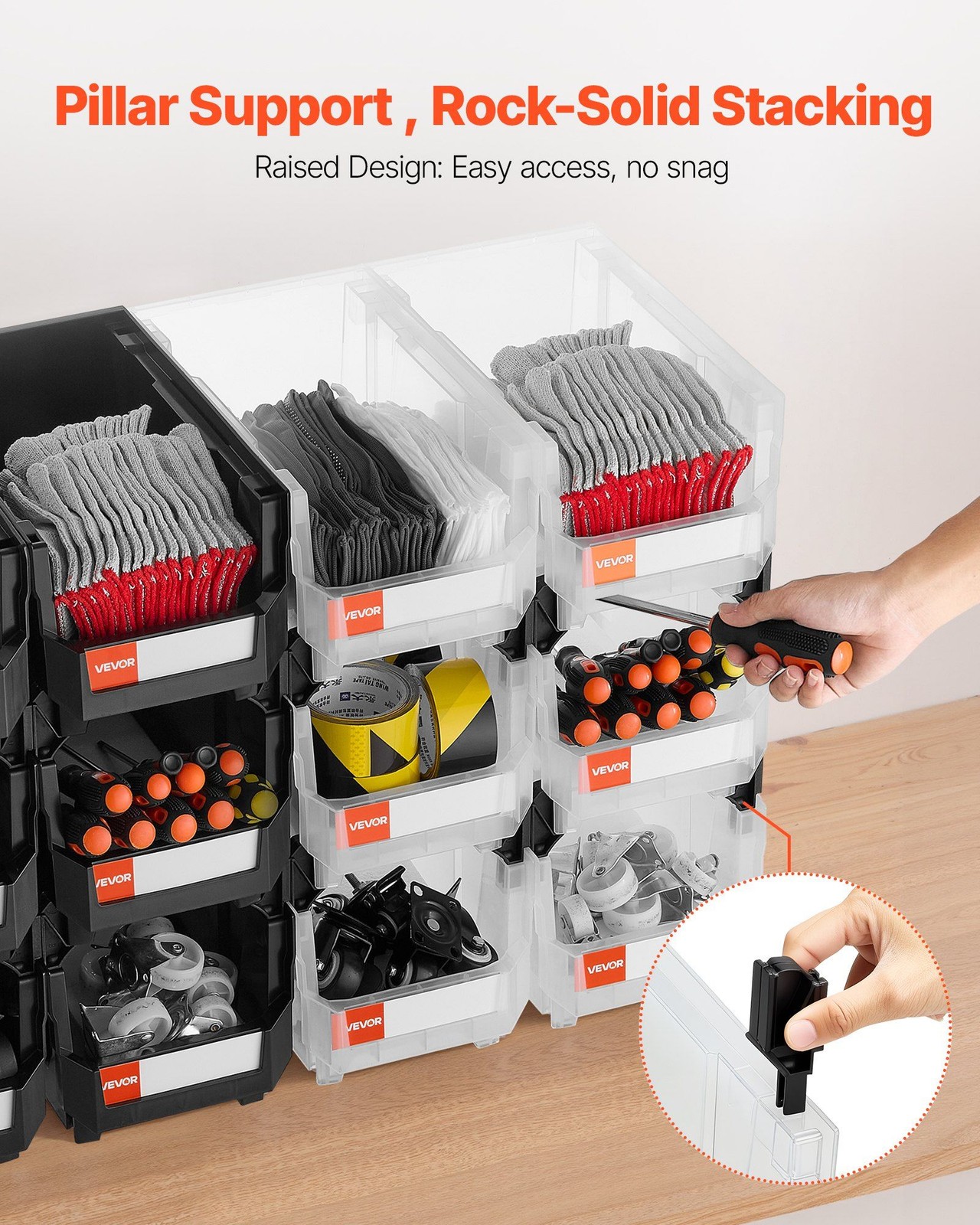 14.8×8.5×7.1in 12-Pack Stackable Bins for Craft Kitchen Office Spaces Versatile