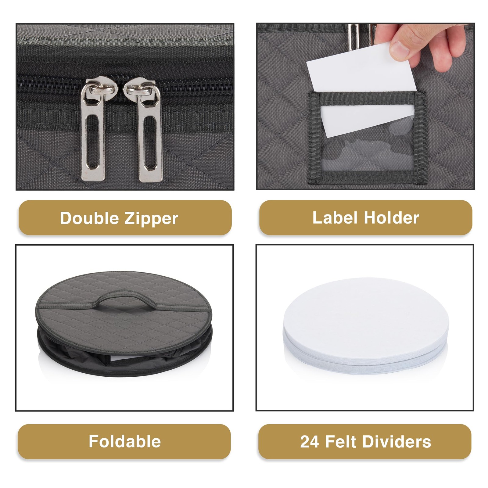 2 Pack 6″ Small Plate Storage Case – China Container 6 in plate, Gray