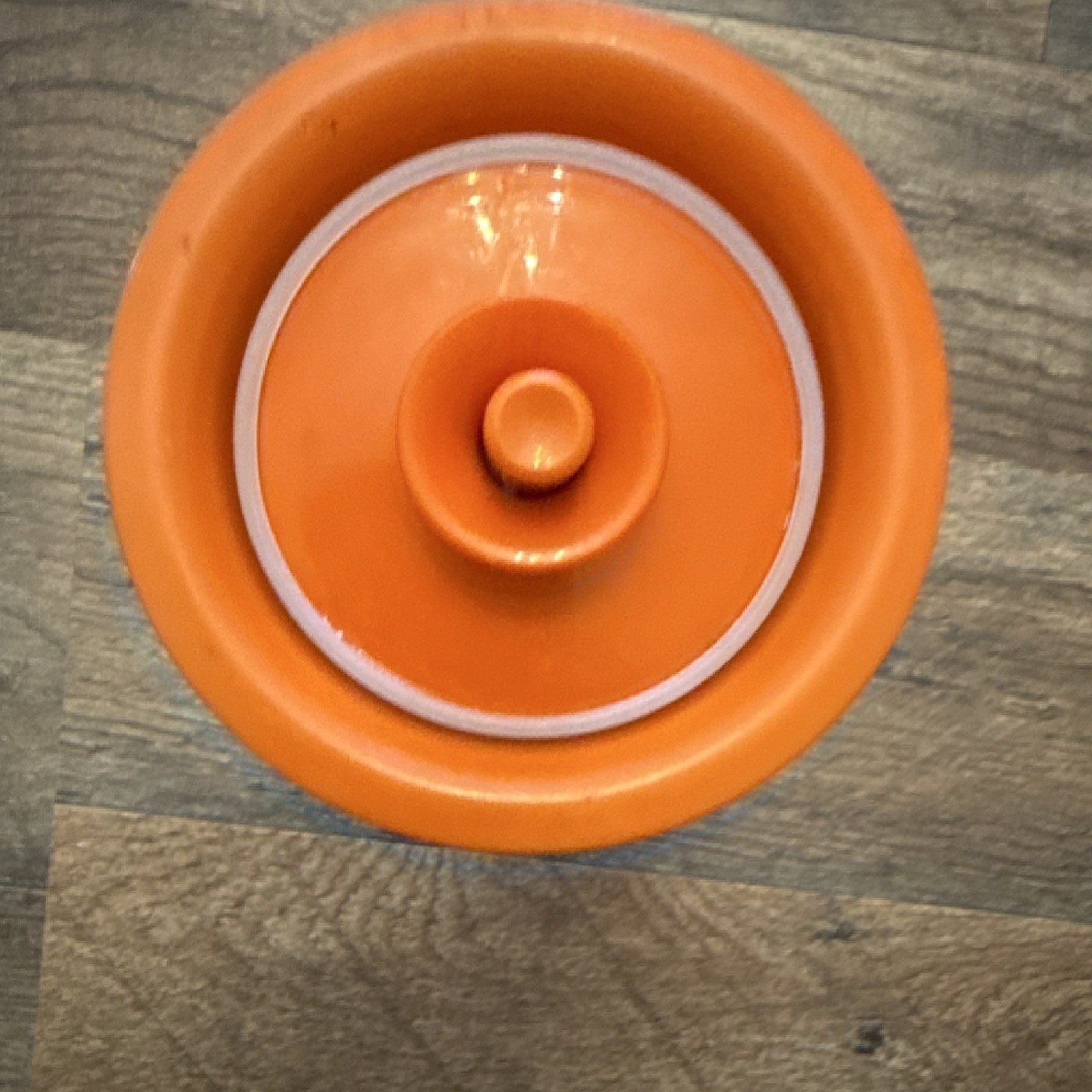 Tupperware Orange/Clear Plastic Round Food Storage Container Snap Lid 1477-2