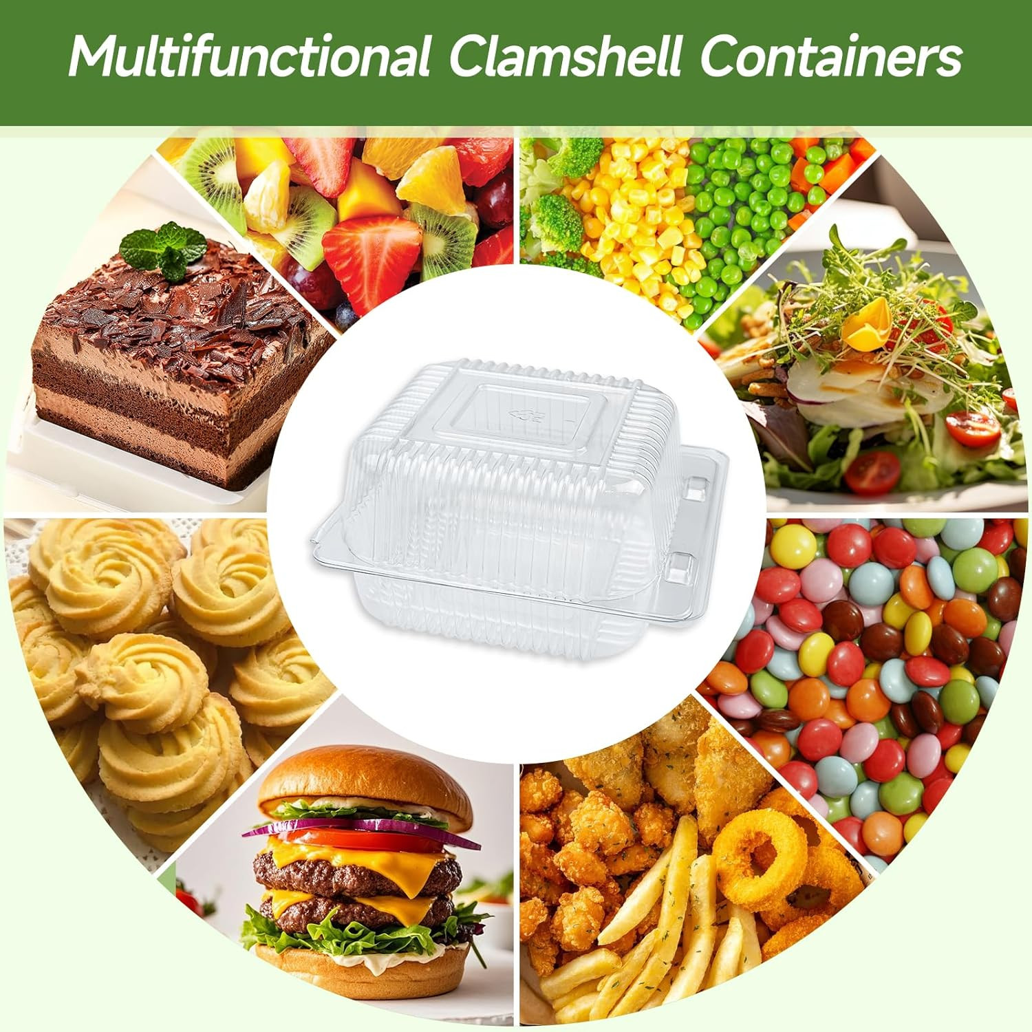 100 Pack Extra Heavy Duty Clear Plastic Clamshell Takeout Containers, Premium Di