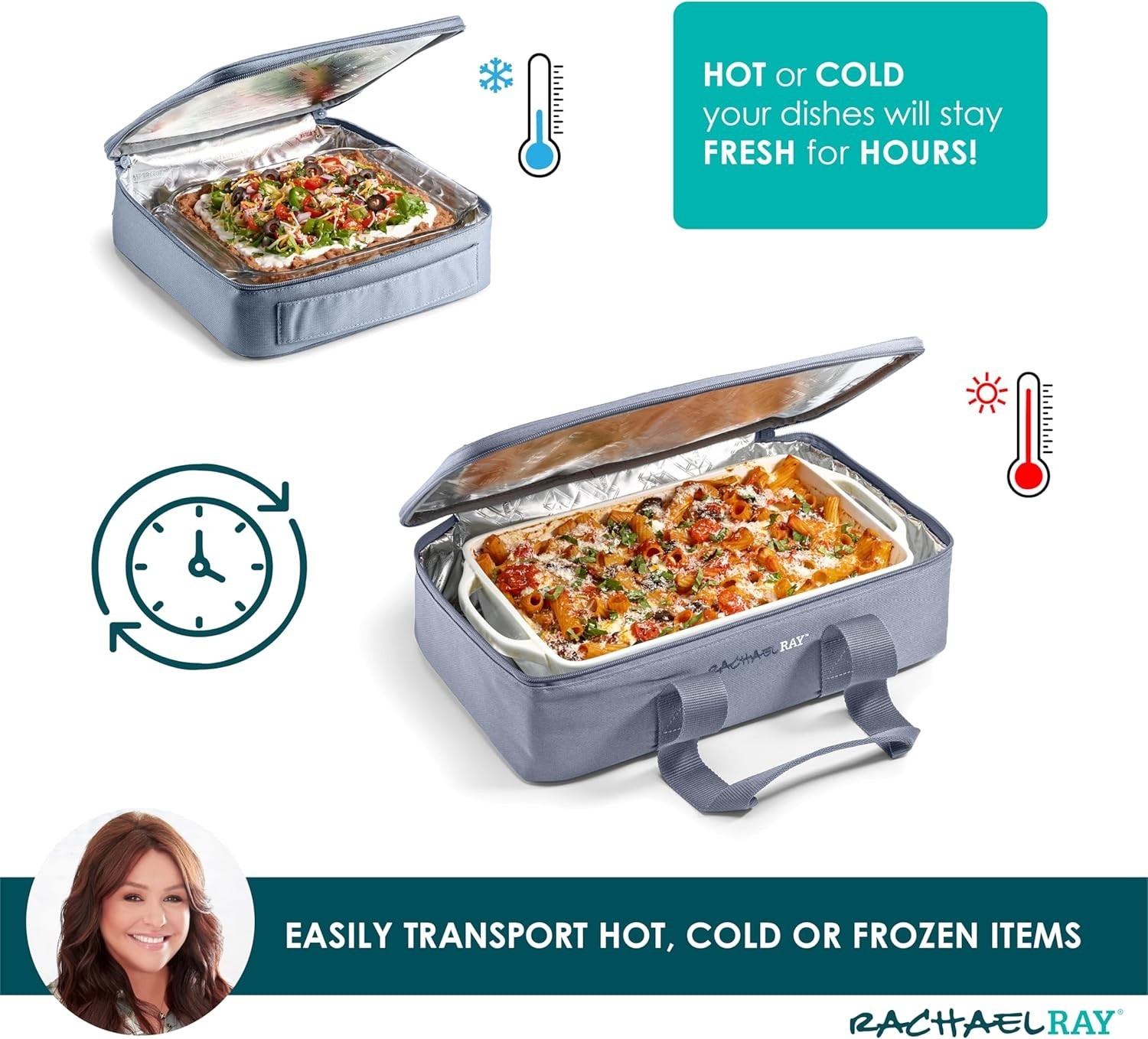 Insulated Casserole Carrier Fits 9×13 Baking Dish Thermal Tote Slate