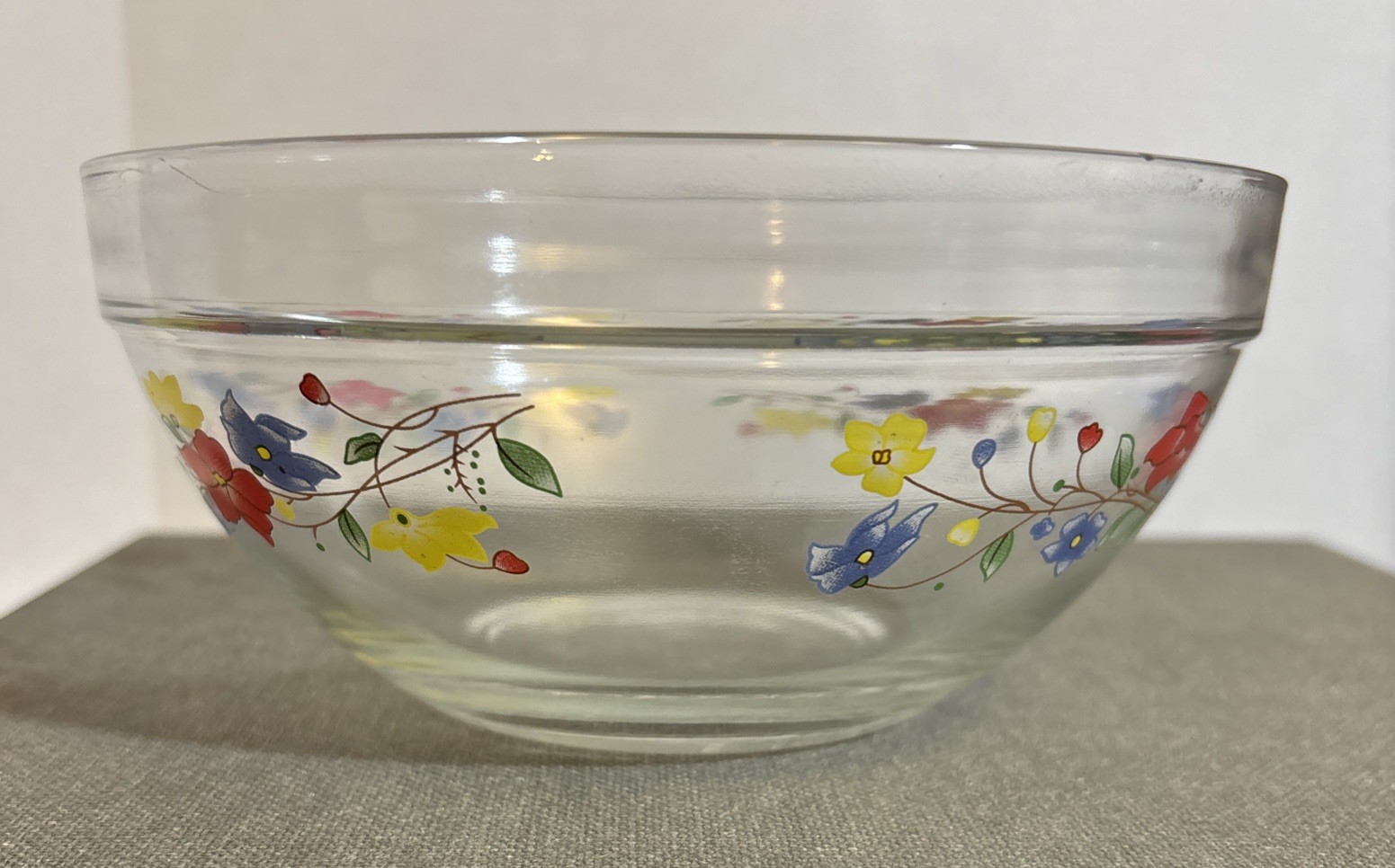 Vintage 5 Stackable/Nesting Food Storage Floral Glass With Lids