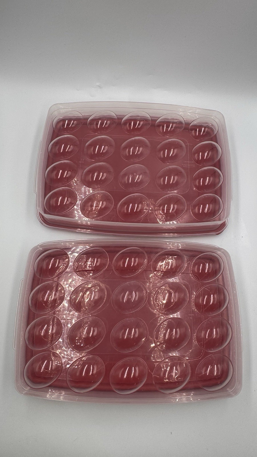 VTG Rubbermaid Deviled Egg Carrier Set of 2 Clear Red Servin Saver Containers