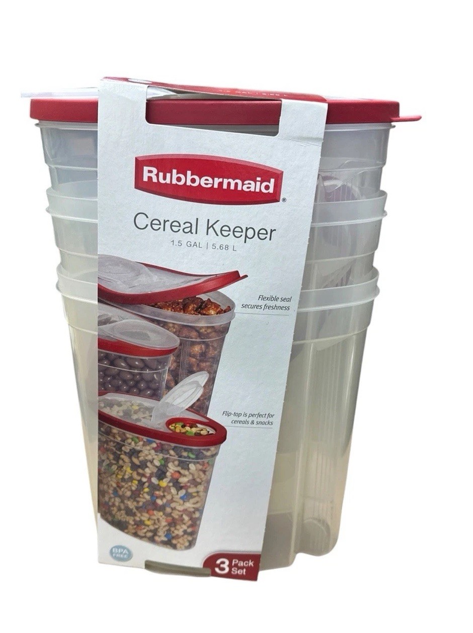 Rubbermaid Flex & Seal 1.5 Gal Food Storage Cereal Container 3-pack