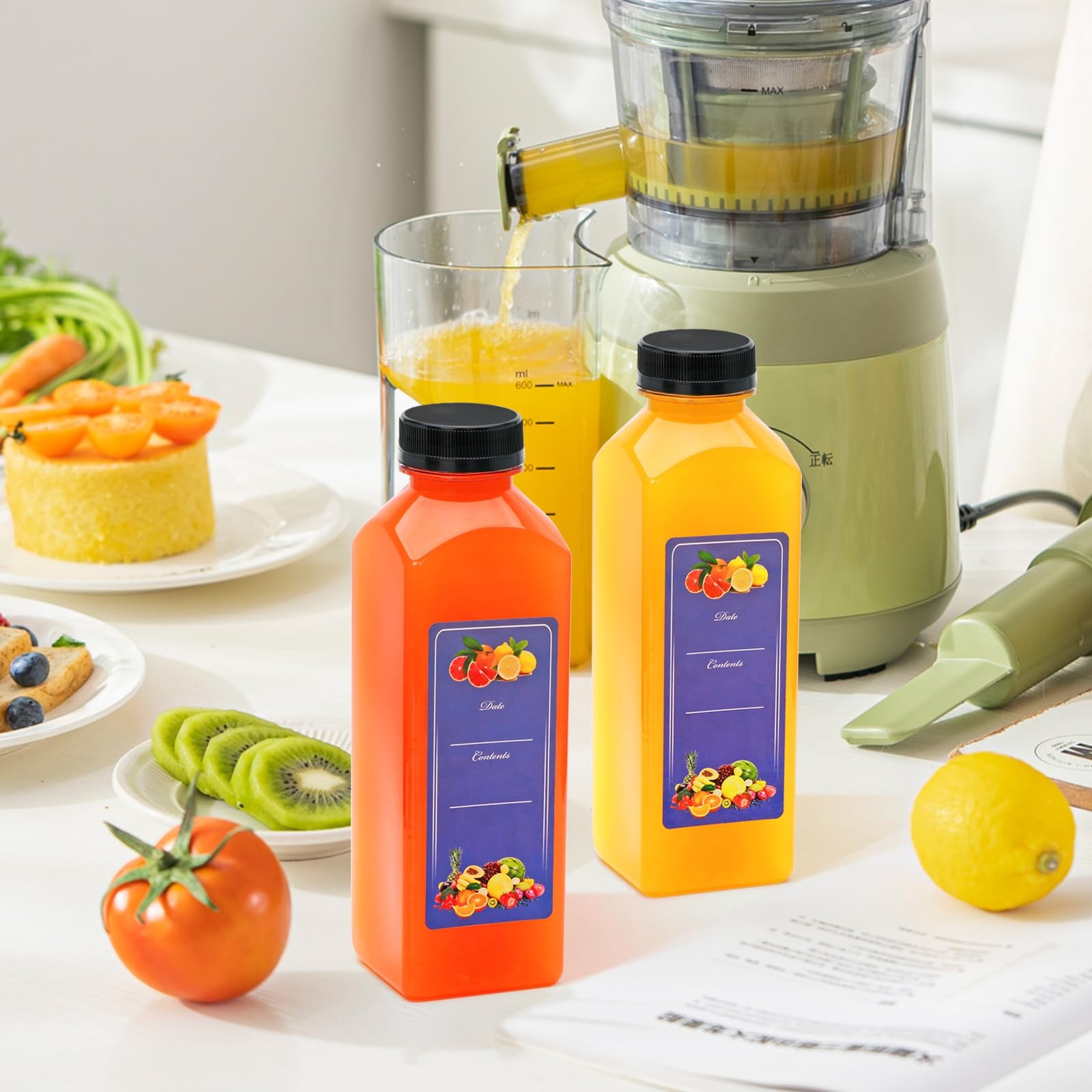 16oz Plastic Juice Bottles with Caps,Plastic Bottles with Black Tamper Proof …
