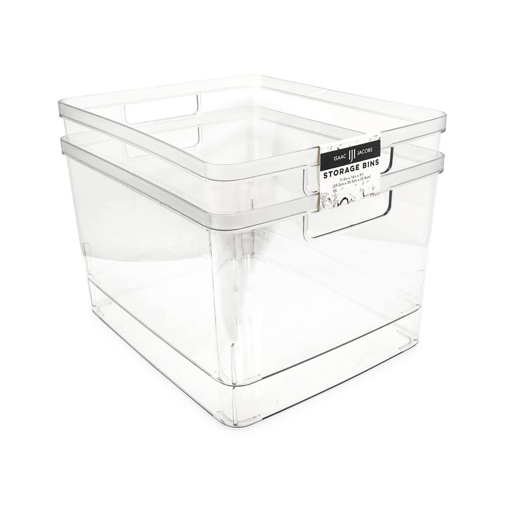 Isaac Jacobs 2-Pack Extra-Large Clear Storage Bins (11.5” L x 14” W x 9” H) w…