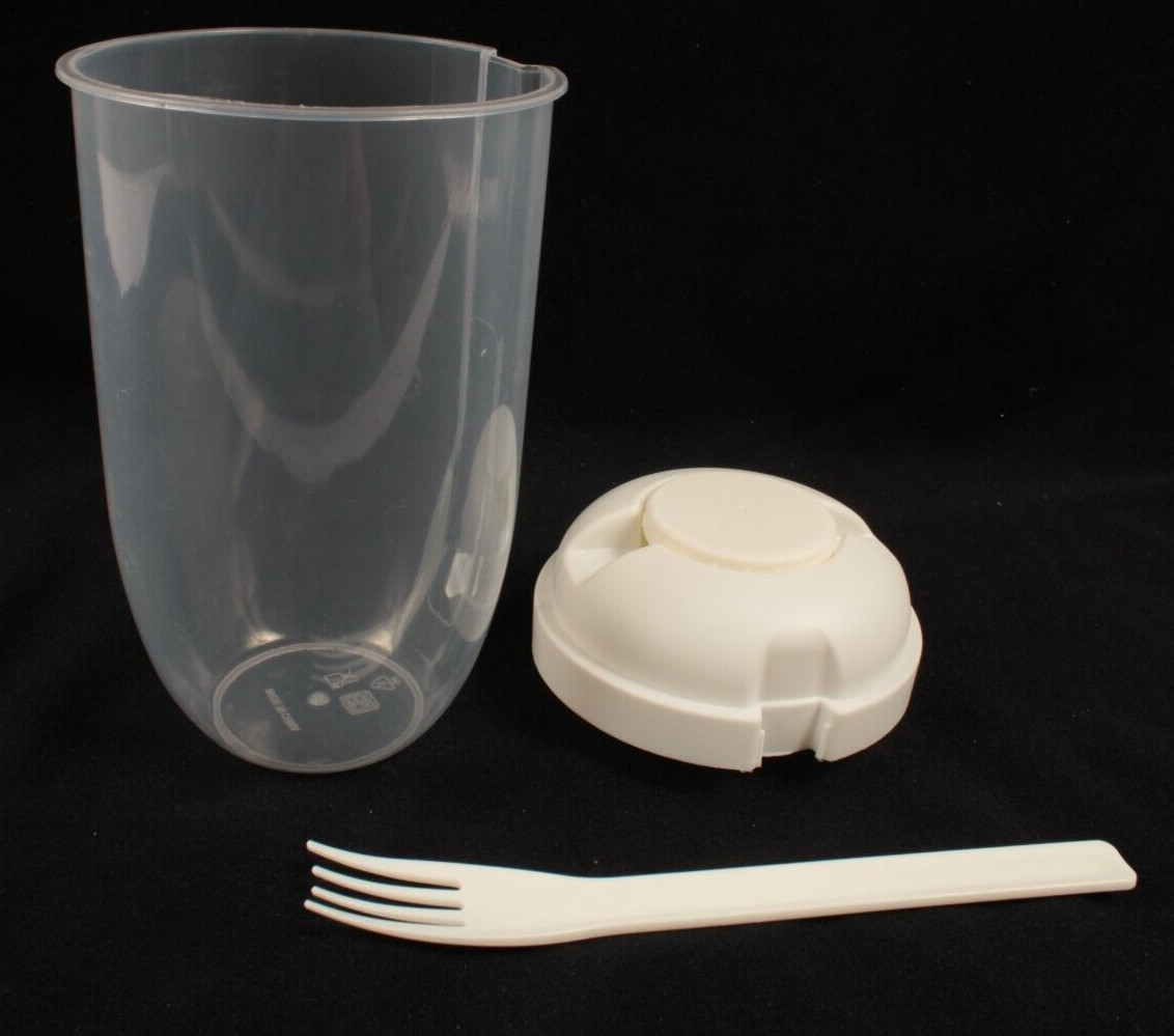 Portable Salad Cup Container With Fork Sauce Container 30 oz – White Lunch To Go
