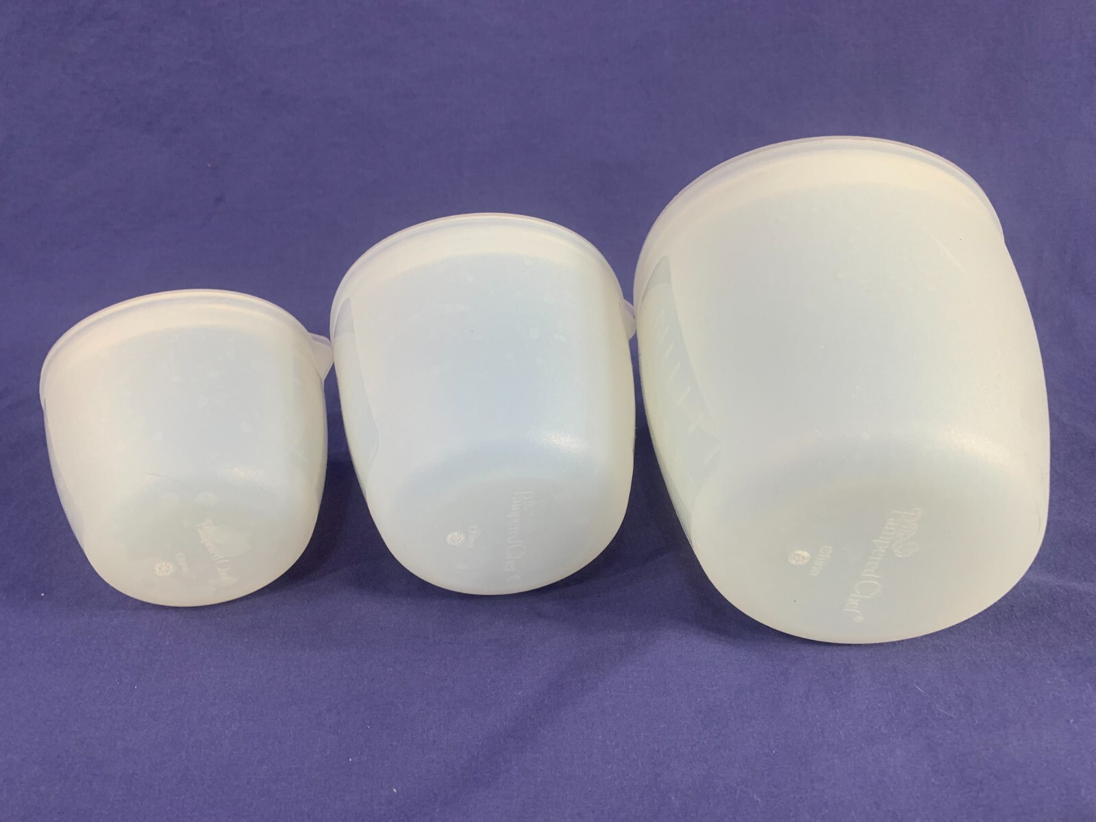3 pc Set ~ THE PAMPERED CHEF #1751 Nesting Bowls for Prep Storage 1, 2 & 3 Cup