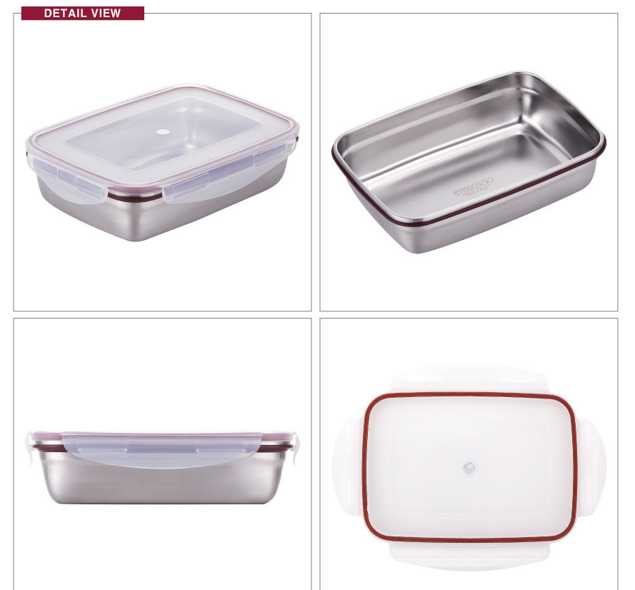 STENLOCK Classic Stainless Steel Side lunch Box 1800ml Rectangle NO 7