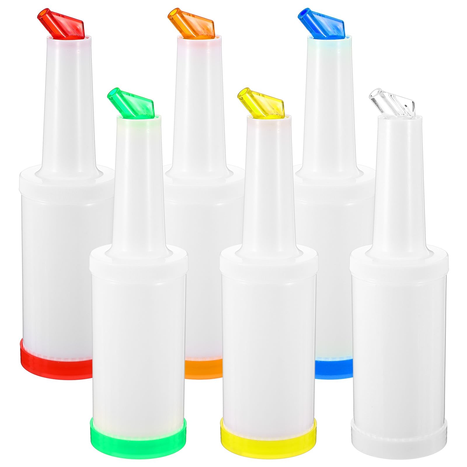 6 PCS Plastic Juice Pour Bottle Containers 34 Oz Dispensers For Bar Party