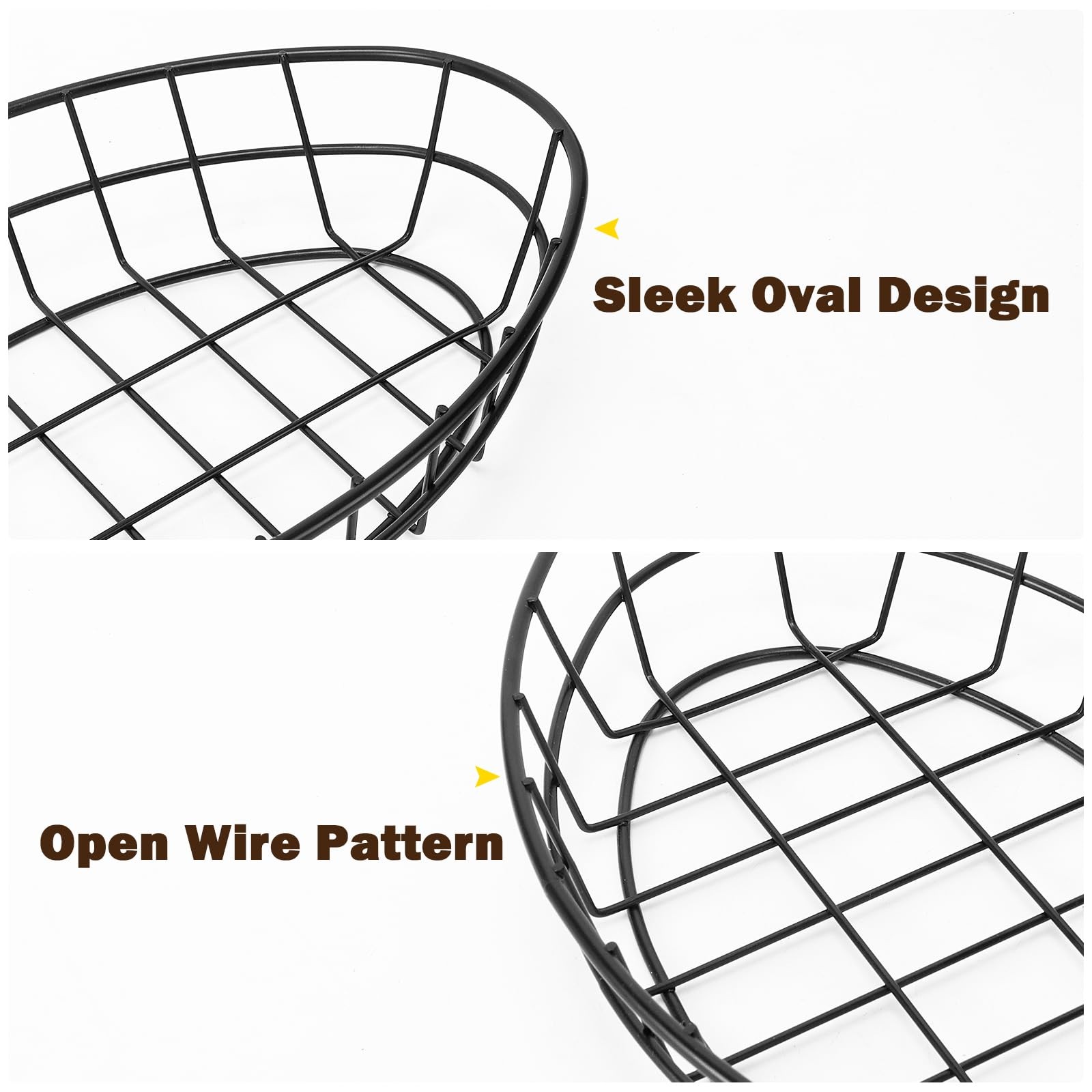 6 PCS 9.5×6.3×2 Inch Metal Fast Food Oval Baskets Wire Bread Serving Storage