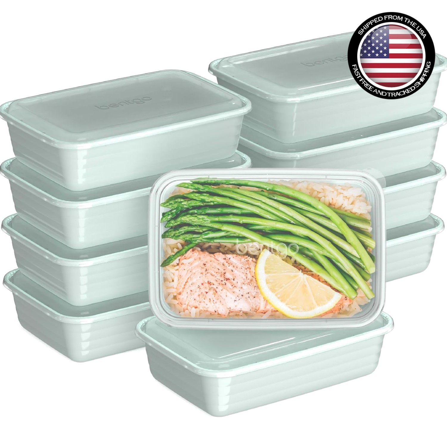 Durable 1-Compartment Meal Prep Containers Set – 20 Mint BPA Free Trays