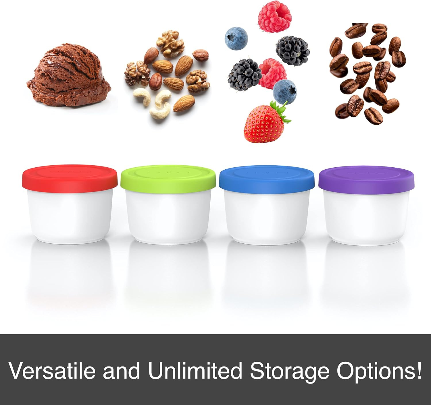 – 8Oz Mini Ice Cream Containers with Silicone Lids (Set of 4) – Freezer Food Sto