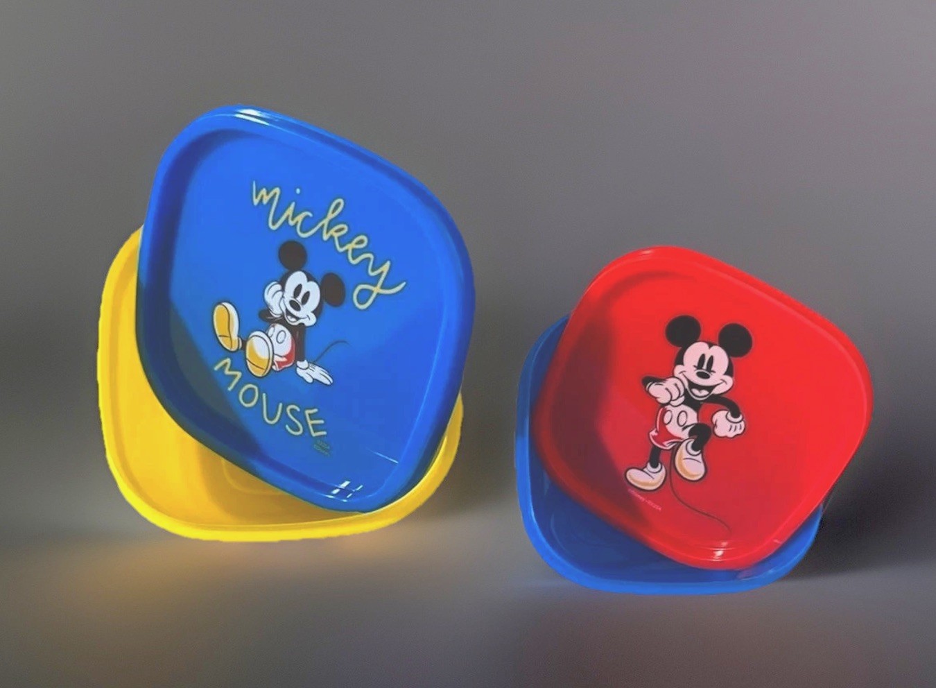 NEW Disney Mickey Mouse 2pk Stackable Plastic Food Storage Containers w/Snap Lid