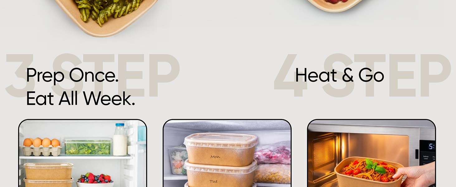50 Pack 29Oz Disposable Meal Prep Containers With Lids – Microwave and Freezer