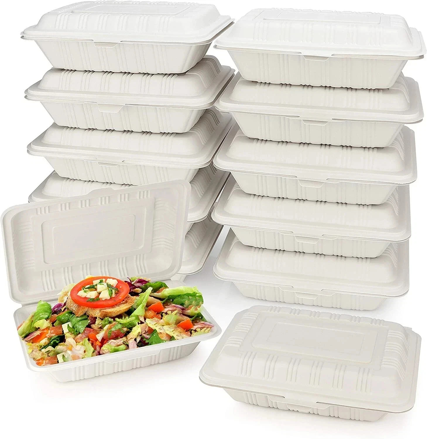 50 count 1-Comp Pebble Box Clamshell to go take-out Food Containers PP206