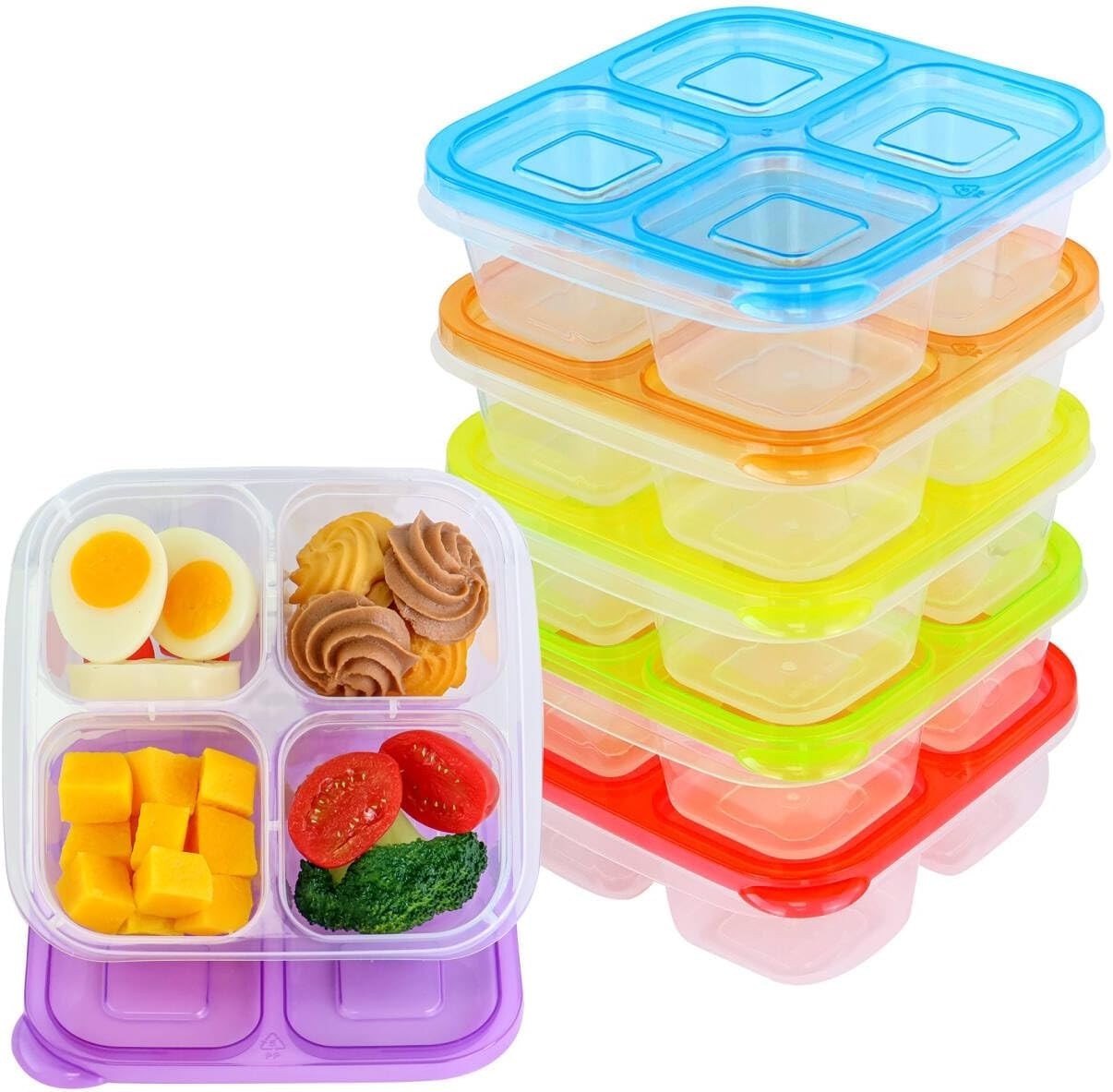 Classic Color 4-Compartment Meal Prep Containers: Set of 6, Microwave Safe