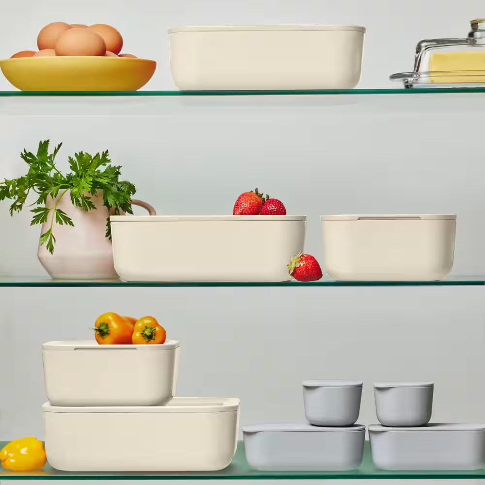 14-Piece Glass Food Storage Set Cream