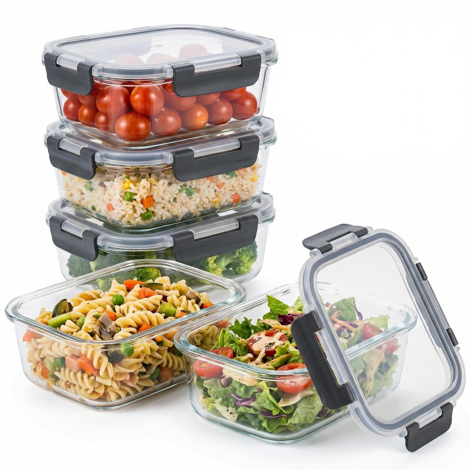 ZHLZYJZYH 5 Pack Glass Meal Prep Containers 35oz, High Borosilicate Glass Foo…