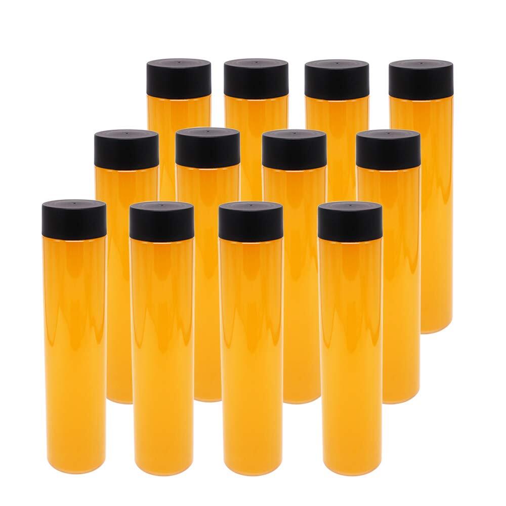 12 Pack 16 Oz 500 Ml Clear Pet Plastic Juice Bottles With Black Lids Plastic S