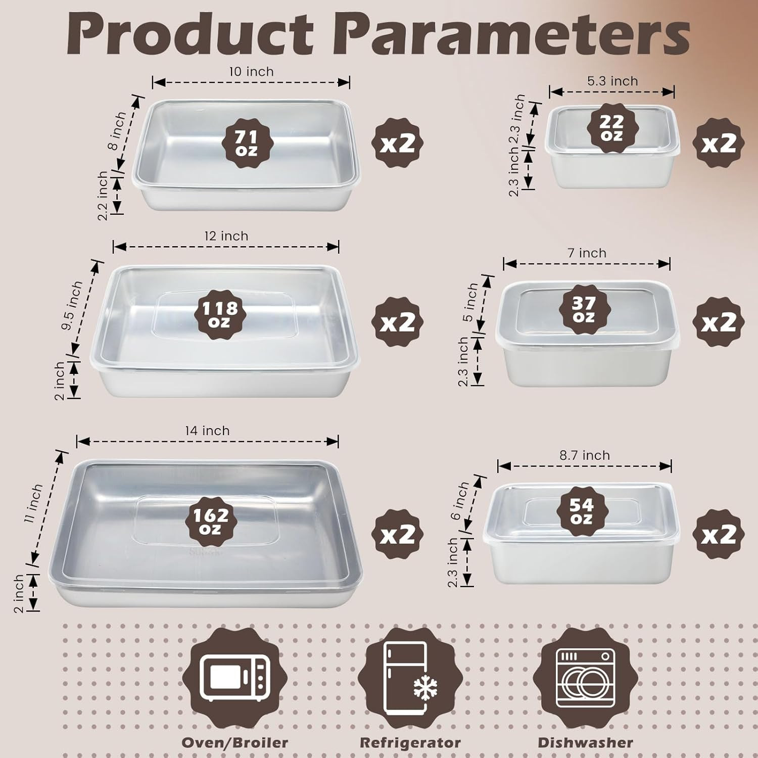 12Pcs 6 Sizes Stainless Steel Food Storage Container with Lid Reusable Meal Prep