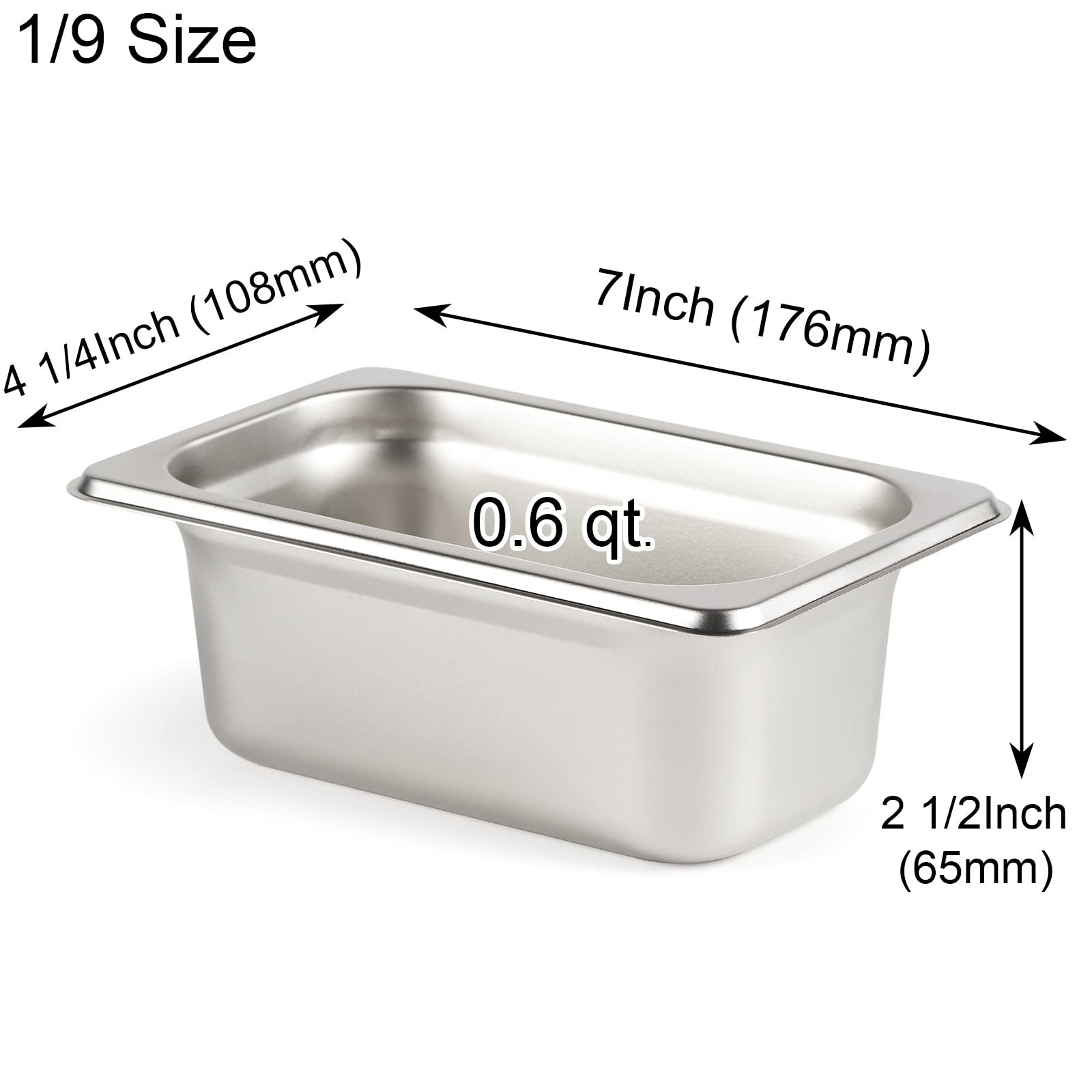 CURTA 6 Pack Anti-Jam Hotel Pans, 1/9 Size 2 1/2 Inch Deep, NSF Commercial 18…