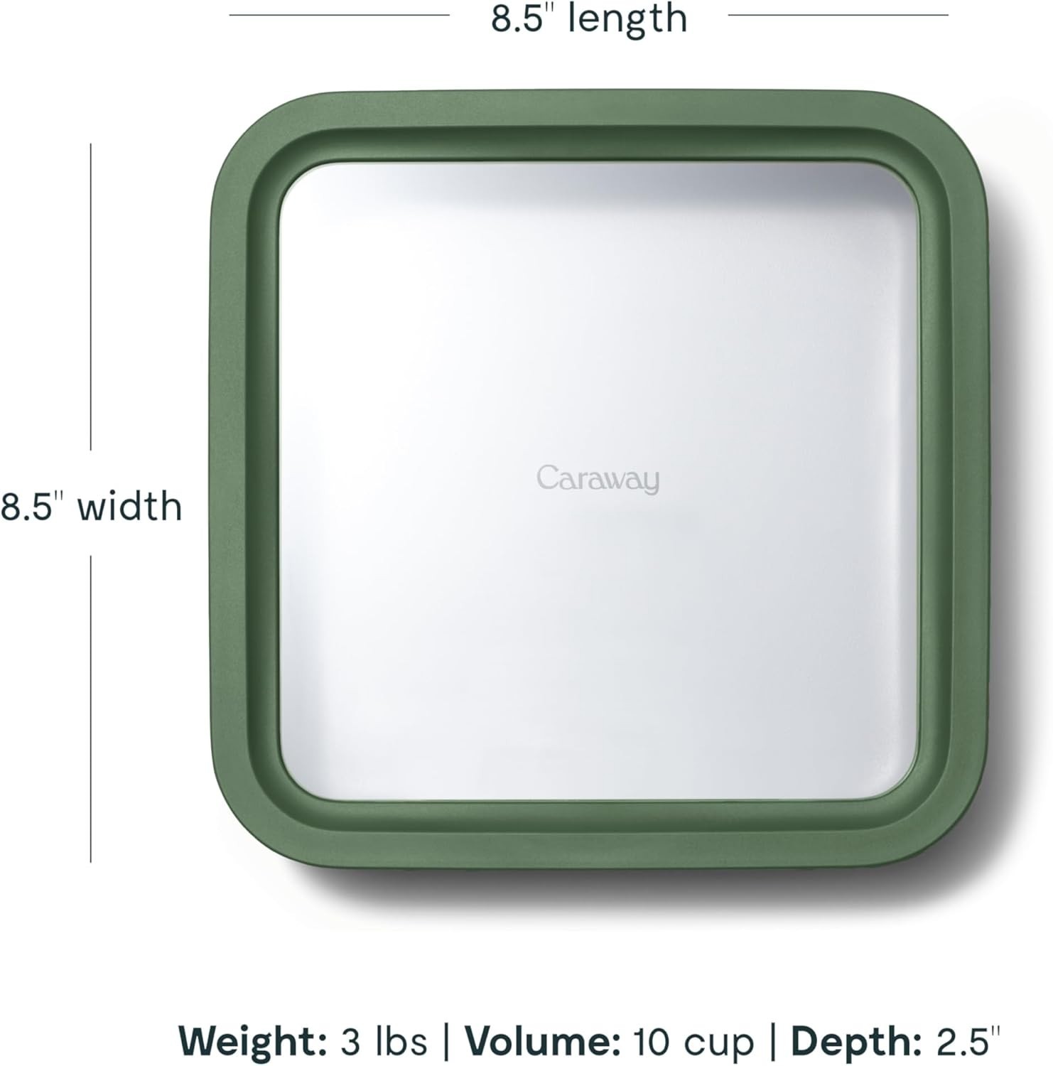 Caraway Large Glass Food Storage 10 Cup Container Ceramic Coated (KW-FS10-GRY)