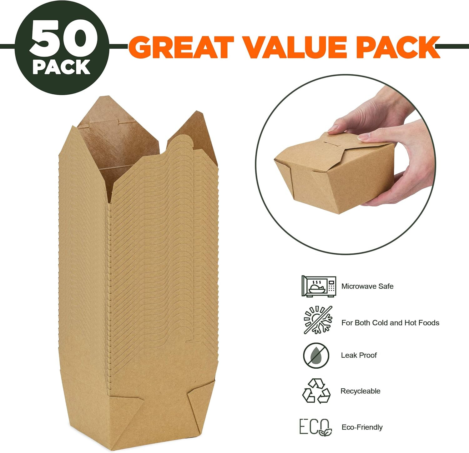 50 Pack 30 Oz Paper Food Containers to Go Boxes for Food Take Out – Microwaveabl