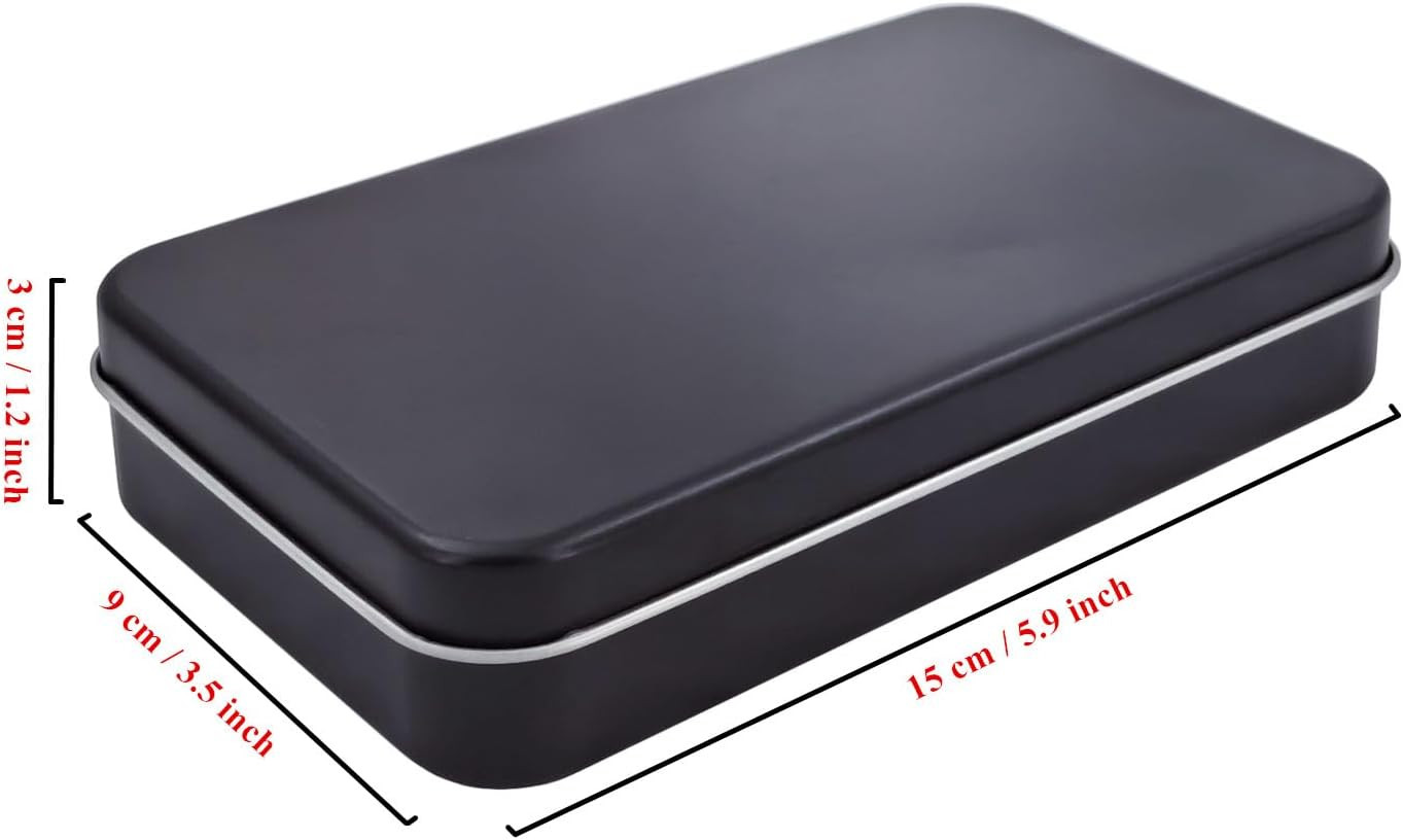 6 Pieces Rectangular Metal Empty Hinged Tins Containers Basic Necessities Home S