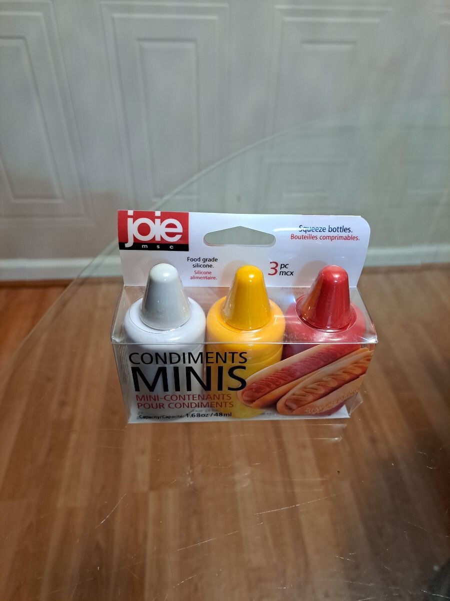 Joie MSC ~ Set of Three ~ Condiments Mini Squeeze Bottles with Nozzle Caps