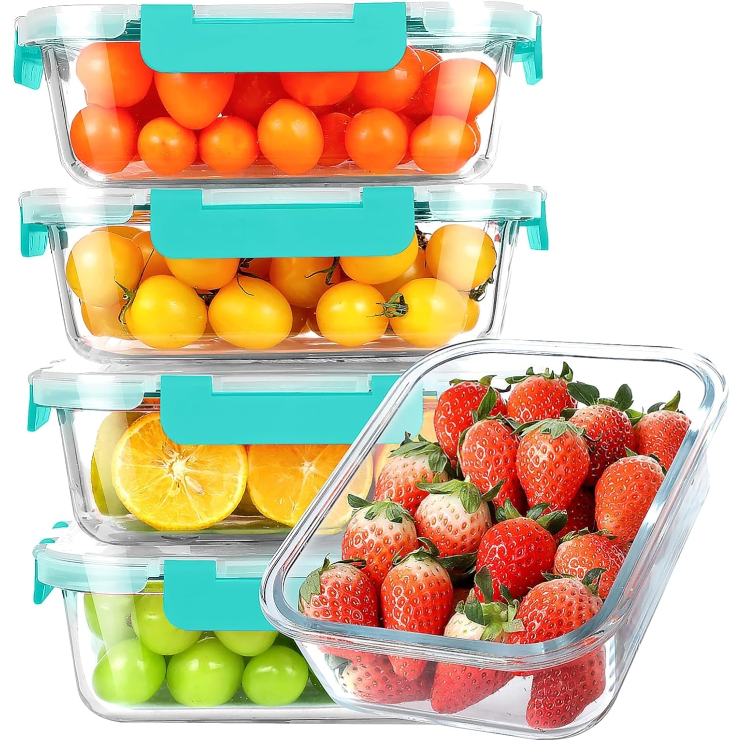 30 oz 5 Pack Glass Meal Prep Containers, Glass Storage Containers with Lids -…