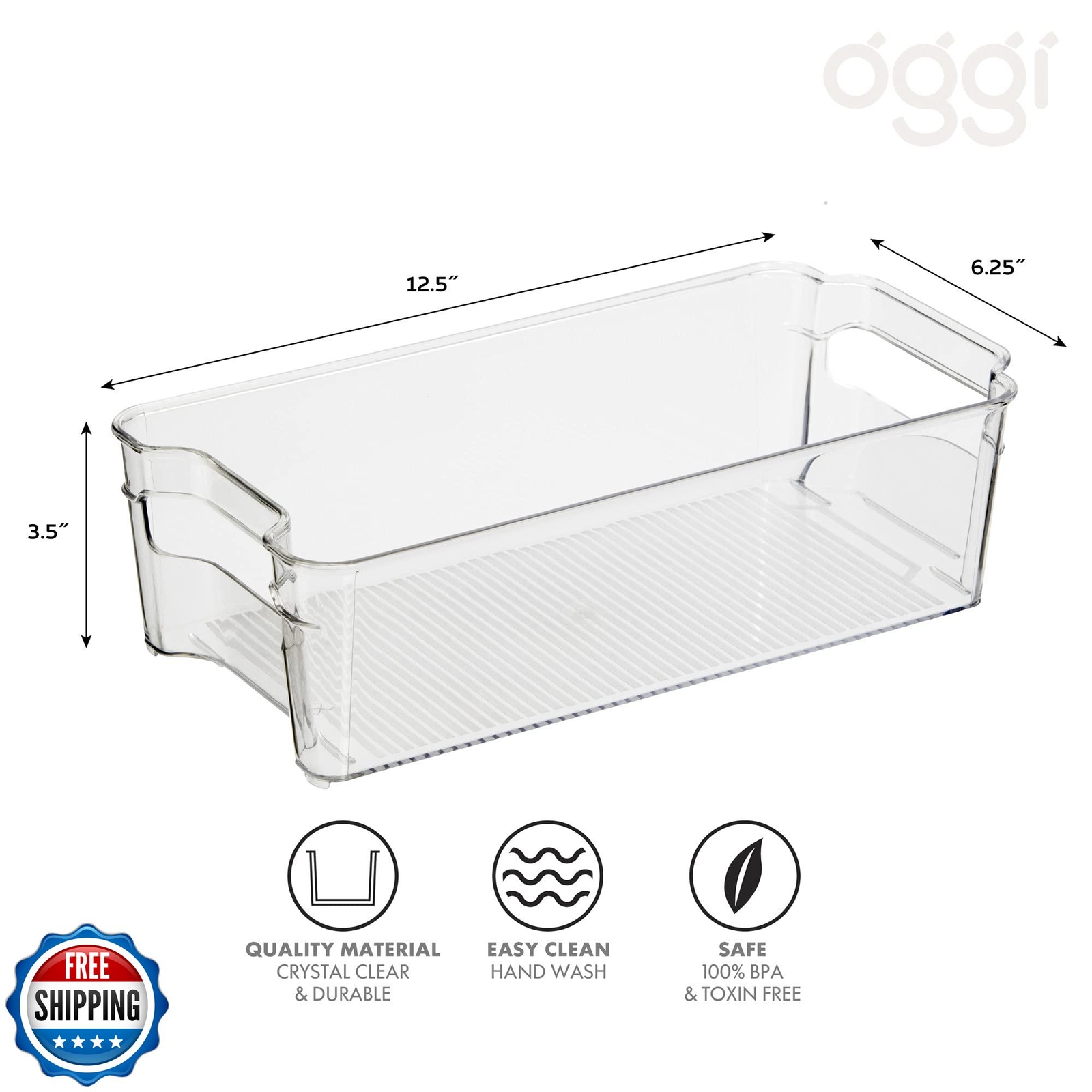 Oggi Stackable Storage Bin With Handle – Regular (12.5″ x 6.25″ x 3.5″) – Ide