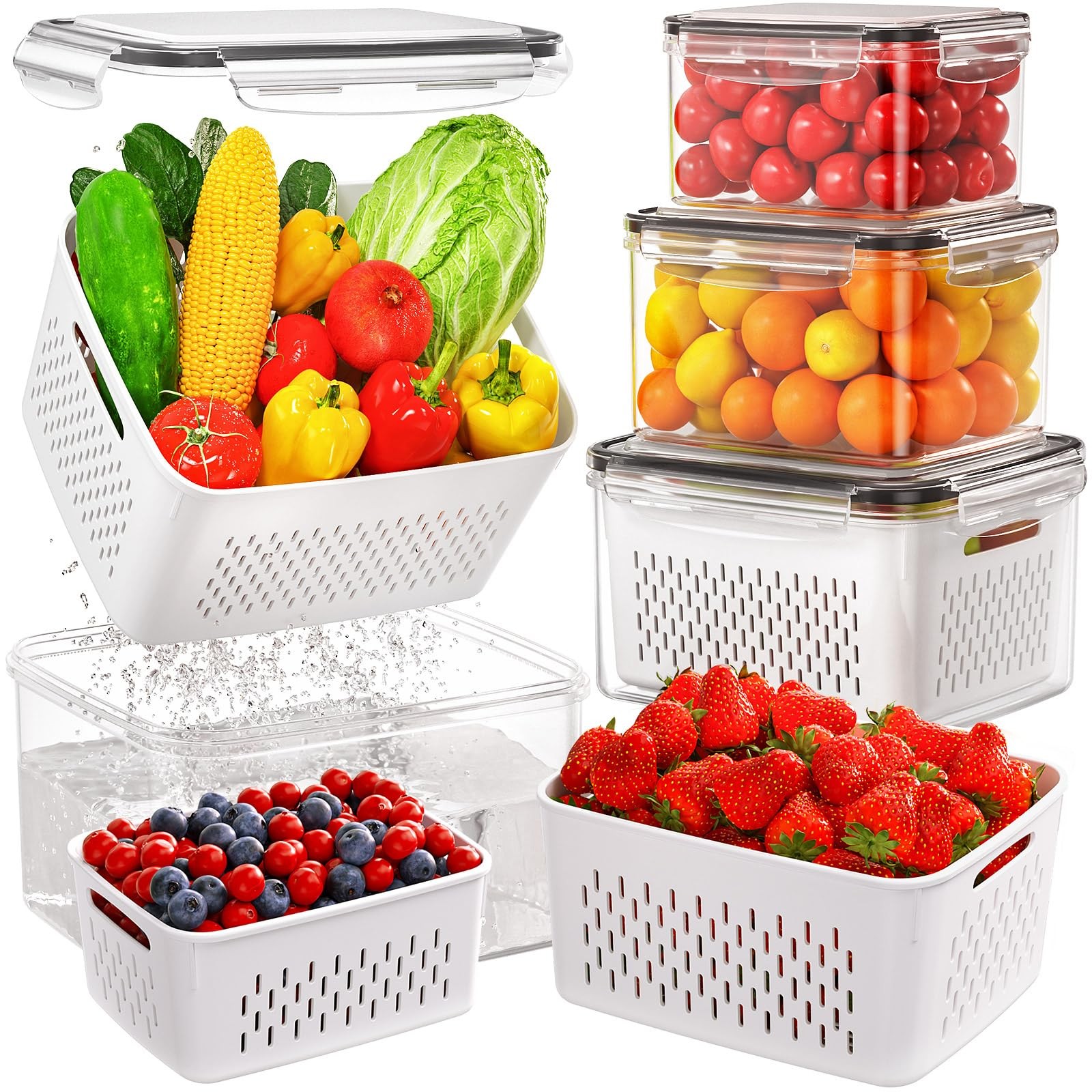 4 PCS Fruit Storage Containers for Fridge, Produce Containers for Fridge with…