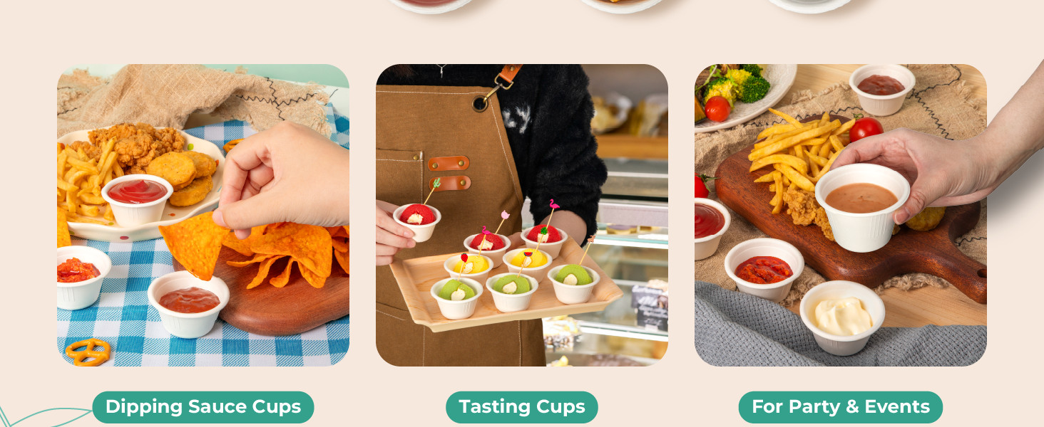 100 Pack] 2 Oz Compostable Disposable Condiment & Sample Cups, Biodegradable