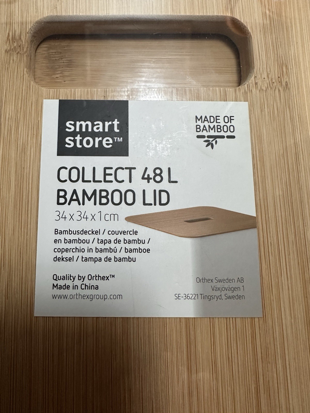 Sealed Container Store Smart Store Collect Bamboo Lid For 48L Bin 34x34x1cm