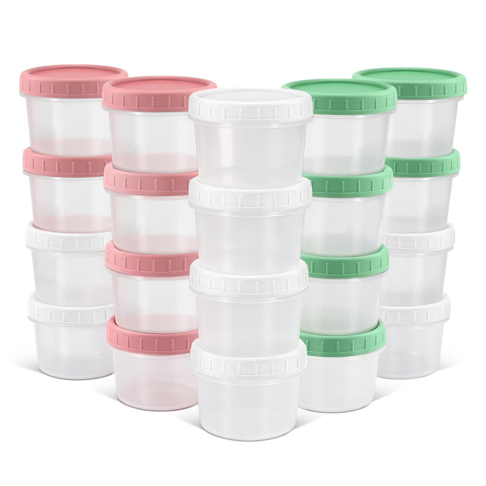 4 oz Small Plastic Containers with Twist on Lids [20 Sets], Stackable Little …