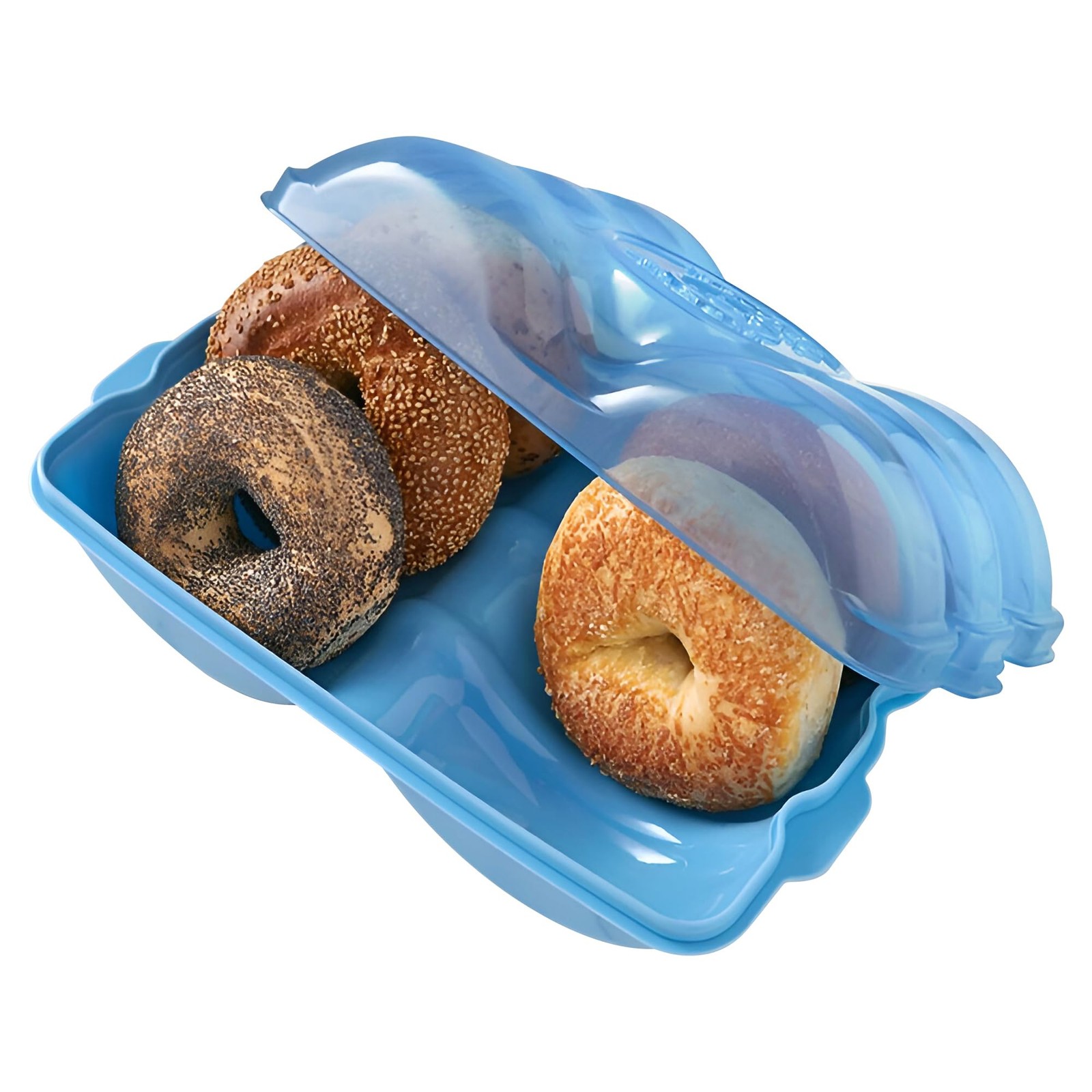 Touch Up Cup Bagel Fresh Holder Container Bread Storage 13×5 inches, Blue