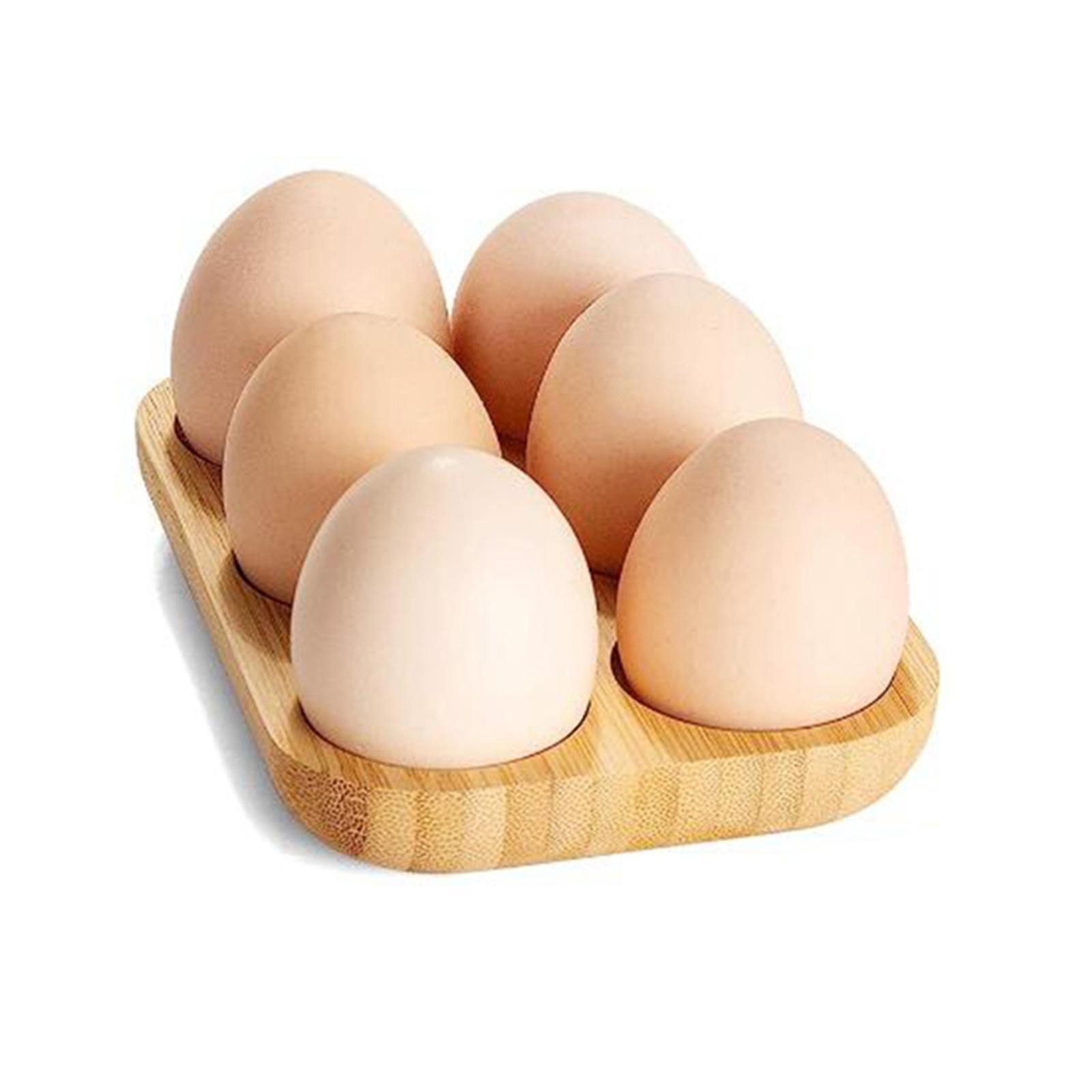 Egg Holder Egg Storage Tray Portable 6 Grid Wooden Practical Egg Container for